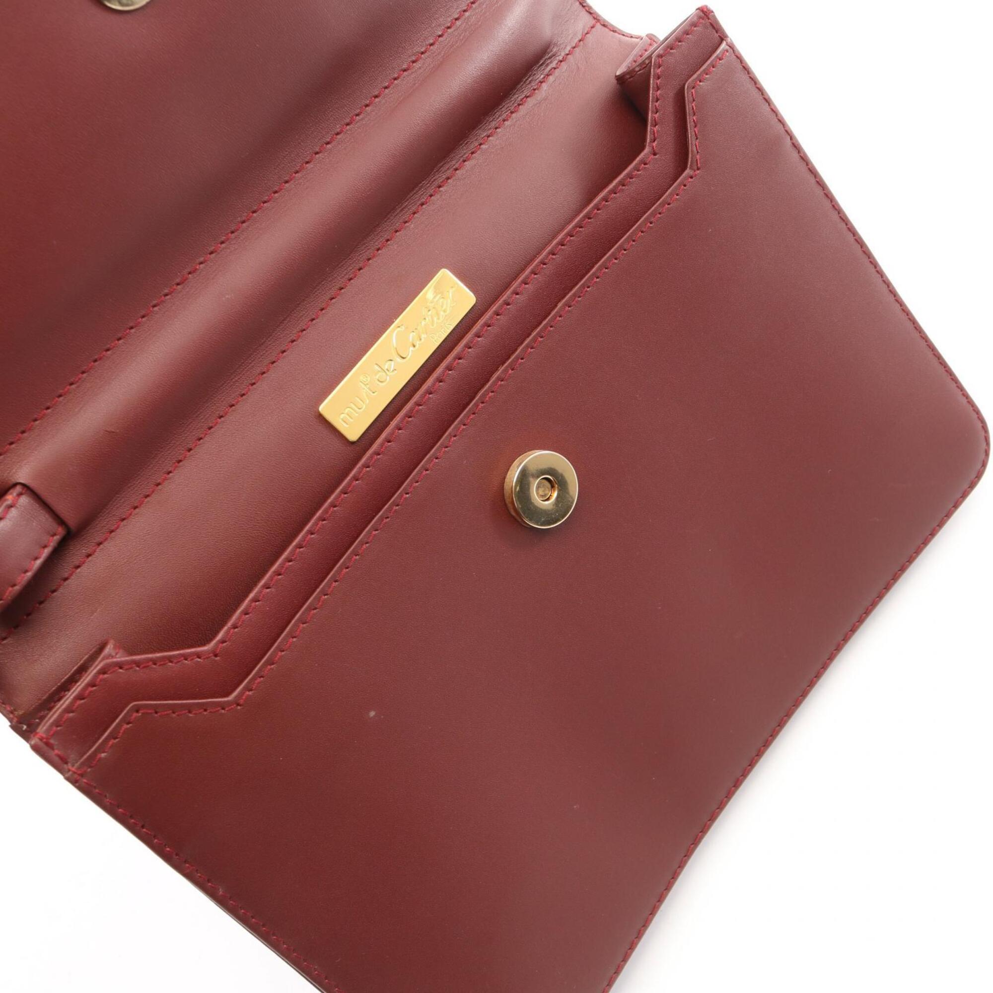 Cartier Bordeaux Leather Clutch Bag Handbag (Pre-Owned)