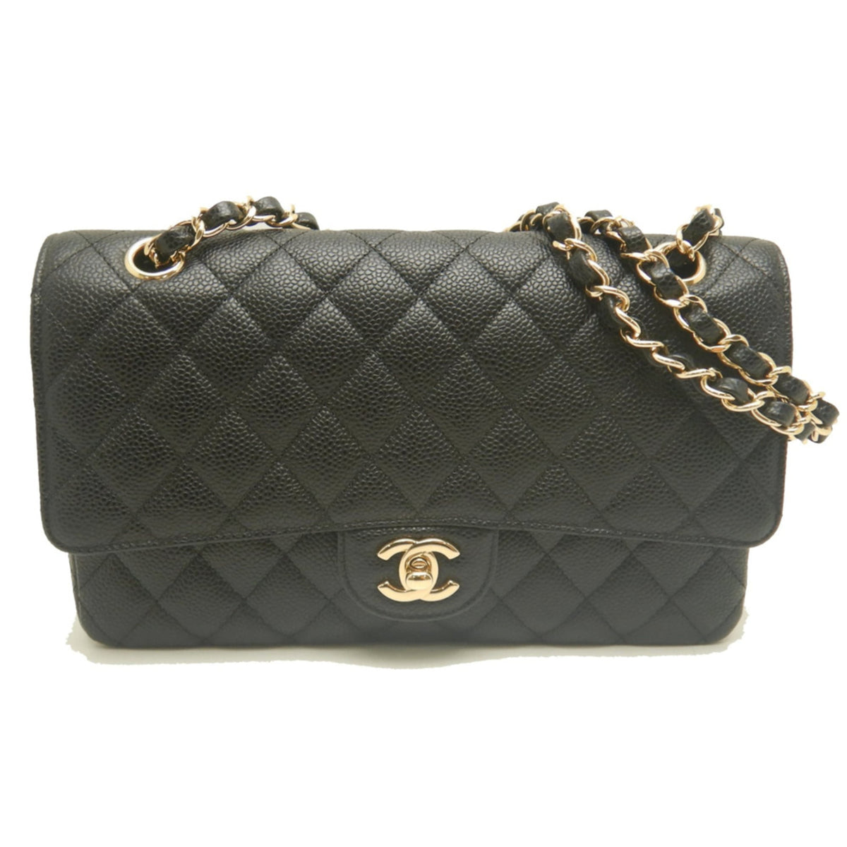 Chanel Black Grained Calfskin Shoulder Bag (Pre-Owned)