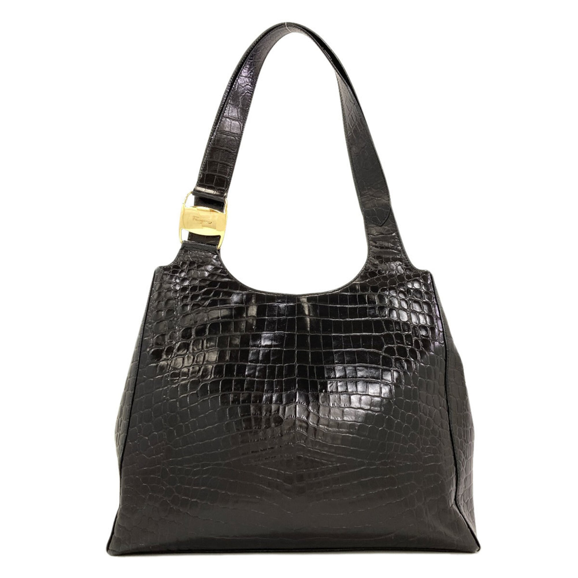 Salvatore Ferragamo Black Leather Tote Bag (Pre-Owned)