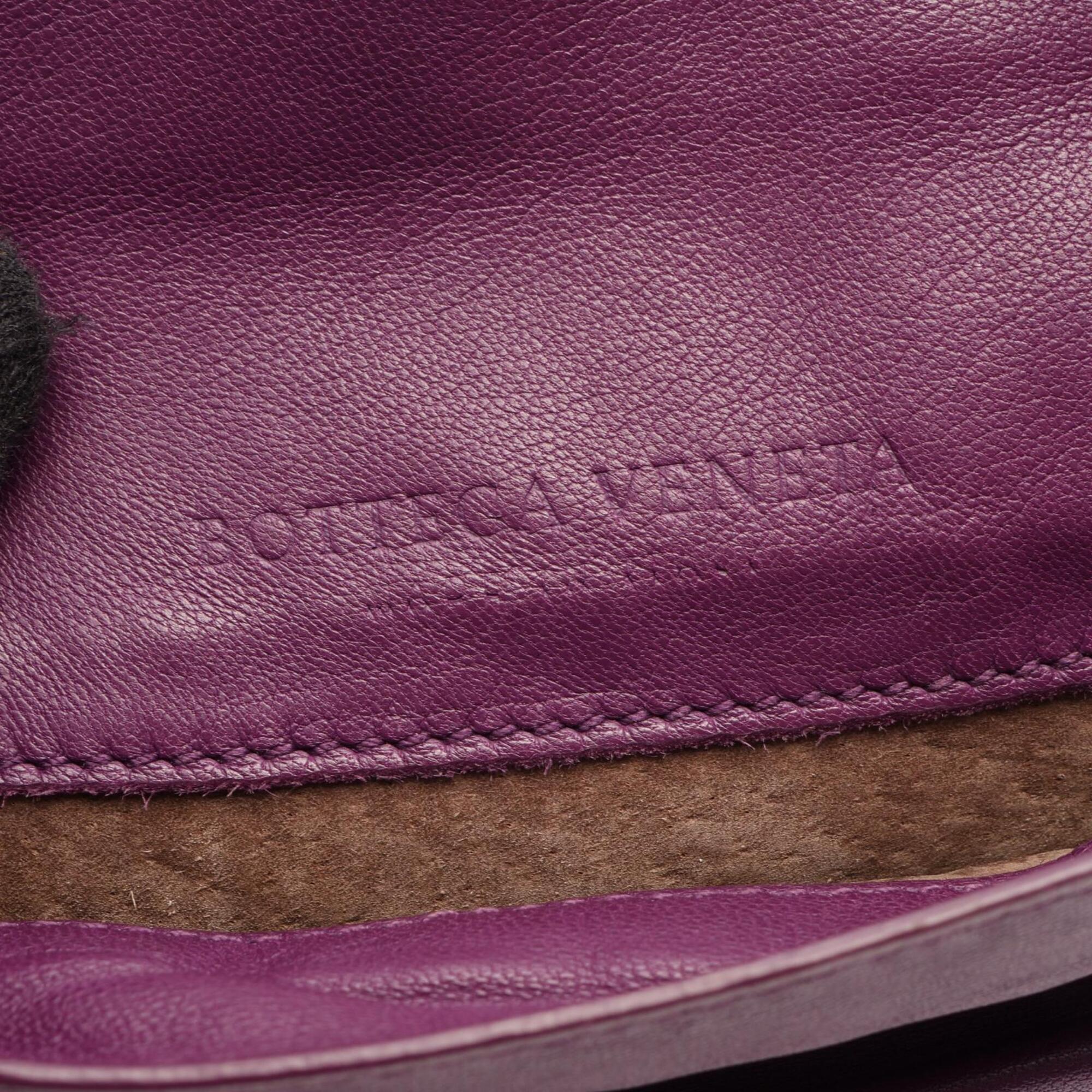 Bottega Veneta Intrecciato Purple Leather Handbag Shoulder Bag (Pre-Owned)