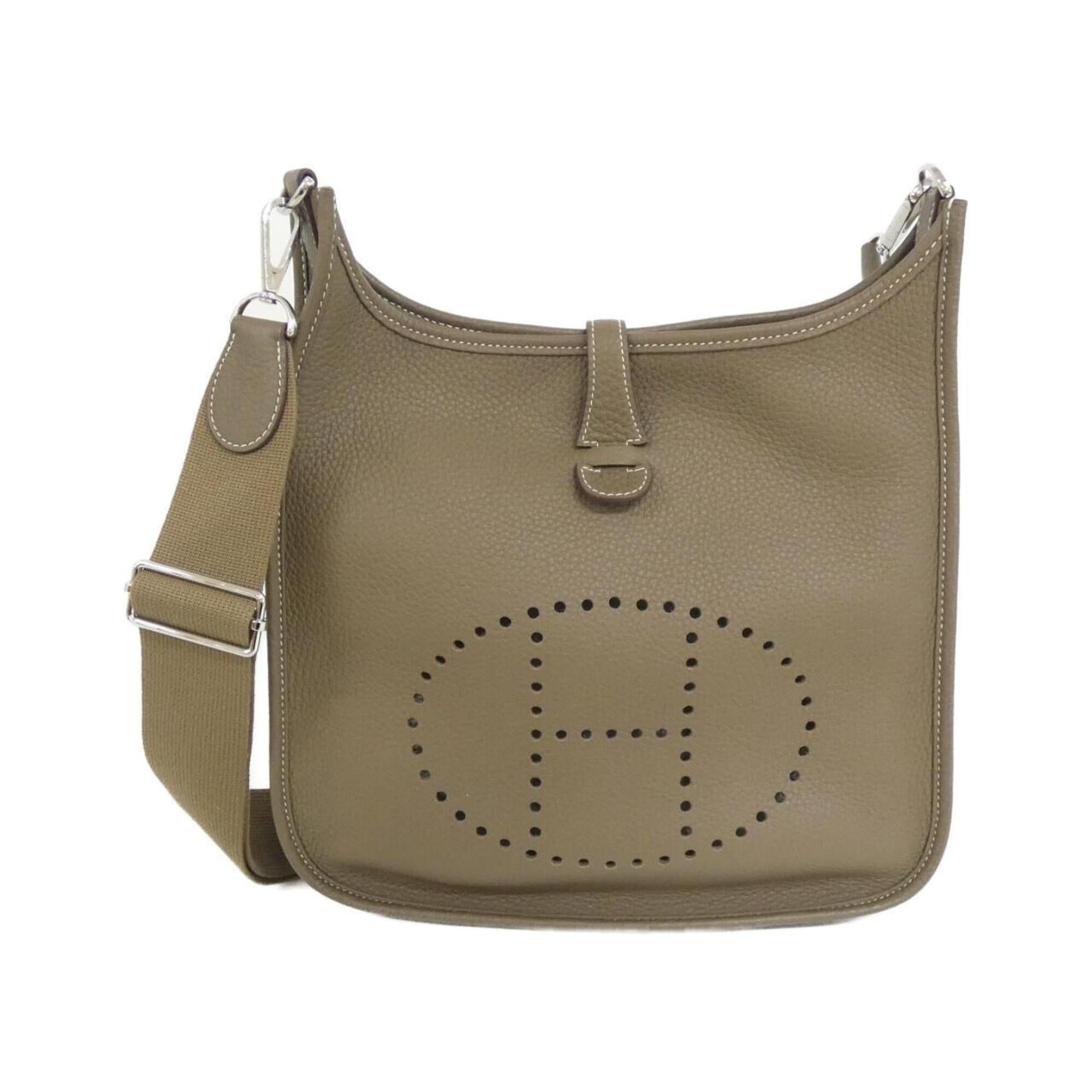 Hermes Etoupe Gray Taurillon Clemence Leather Shoulder Bag (Pre-Owned)