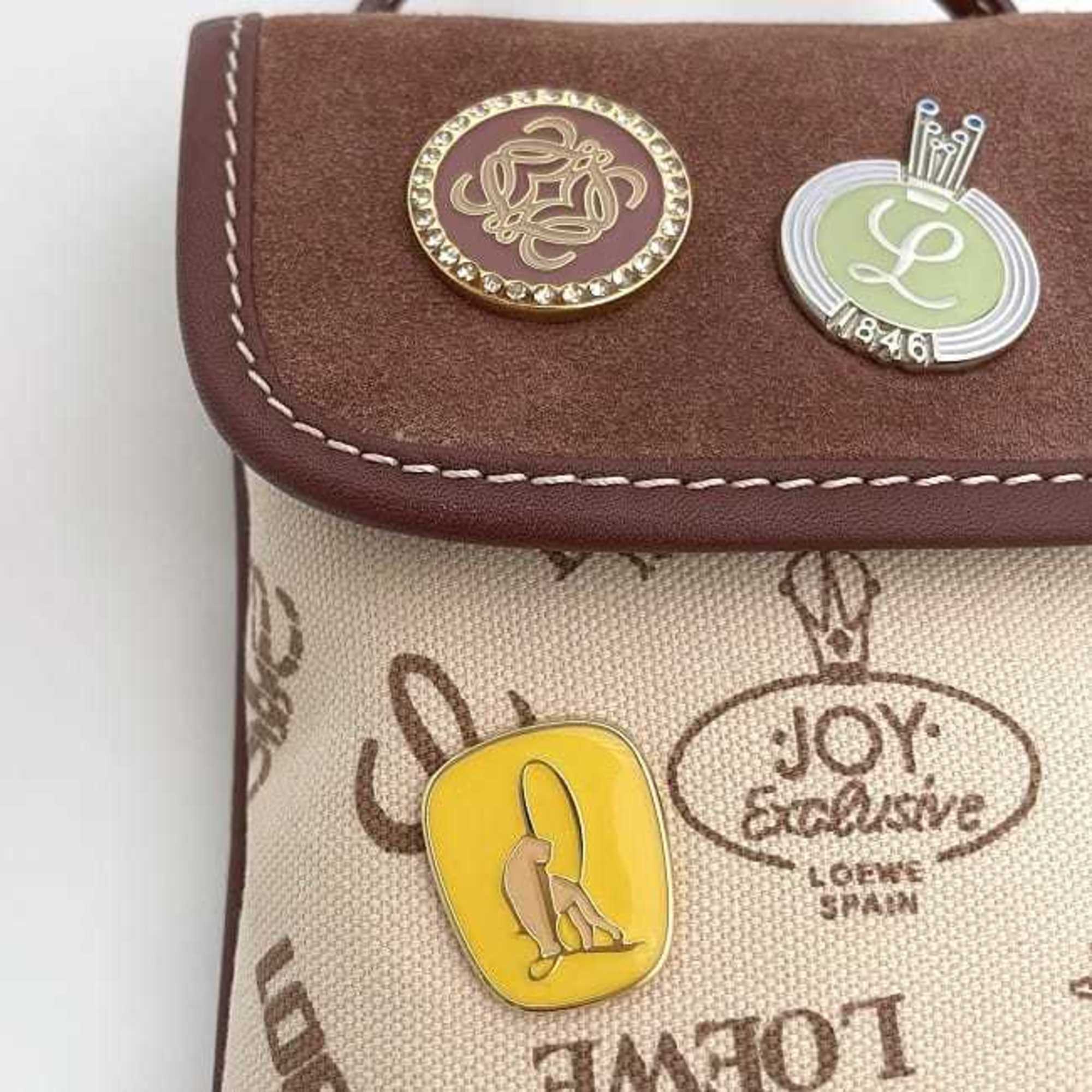 Loewe Beige Brown Canvas Leather Shoulder Bag (Pre-Owned)