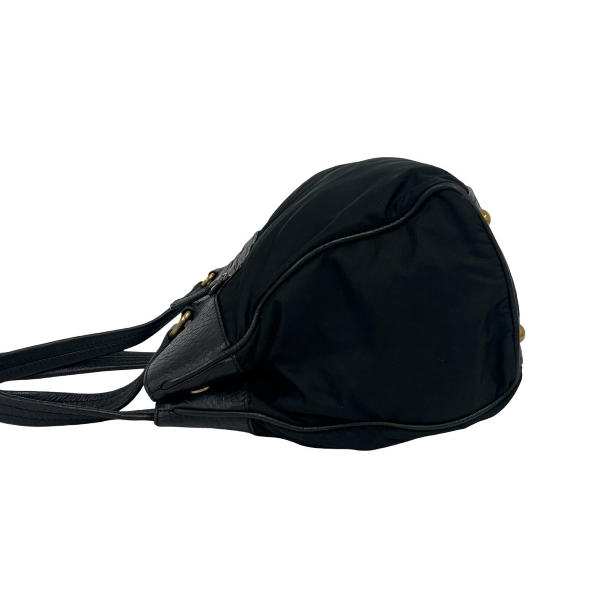 Prada Black Nylon Leather Handbag Tote Bag (Pre-Owned)