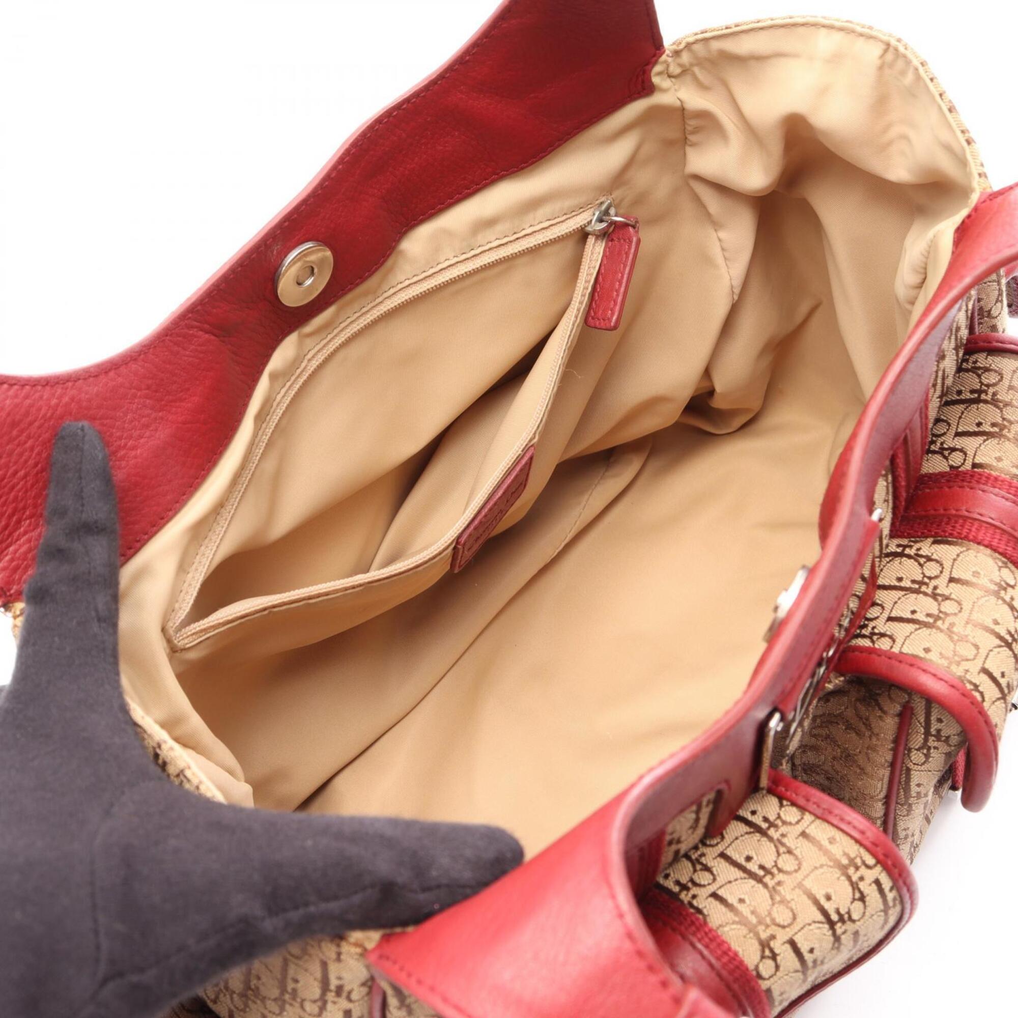 Christian Dior Beige Red Color Trotter Handbag (Pre-Owned)