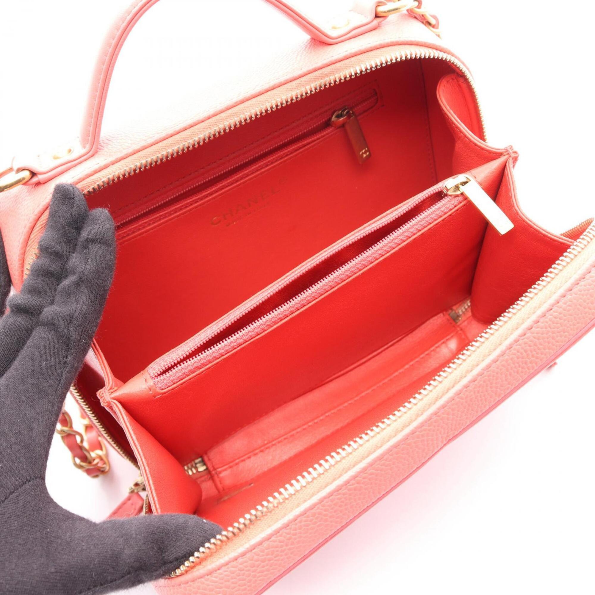 Chanel Pink Grained Calfskin Handbag Shoulder Bag Vanity Bag (Pre-Owned)