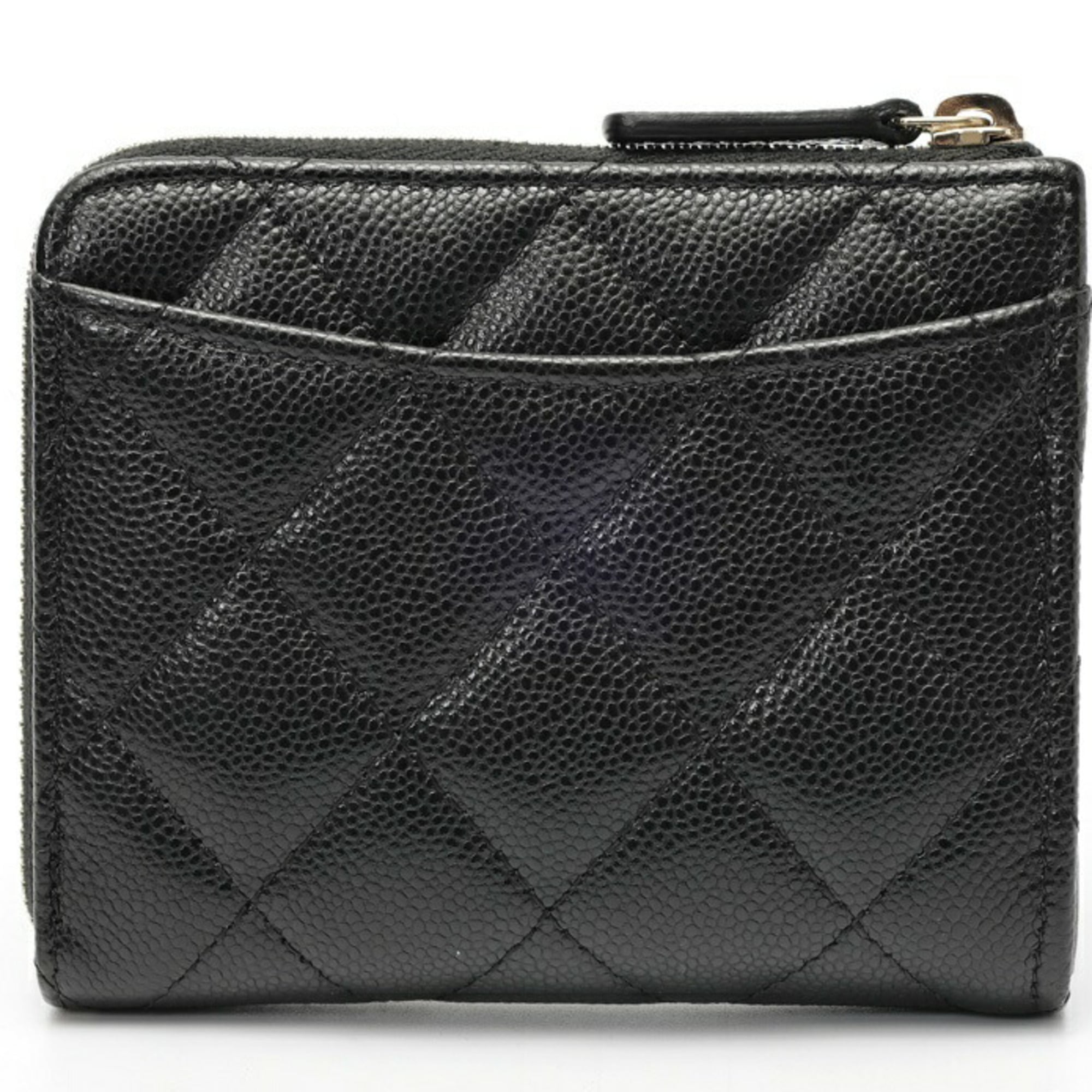 Chanel Black Grained Calfskin Wallet (Bi-Fold) (Pre-Owned)
