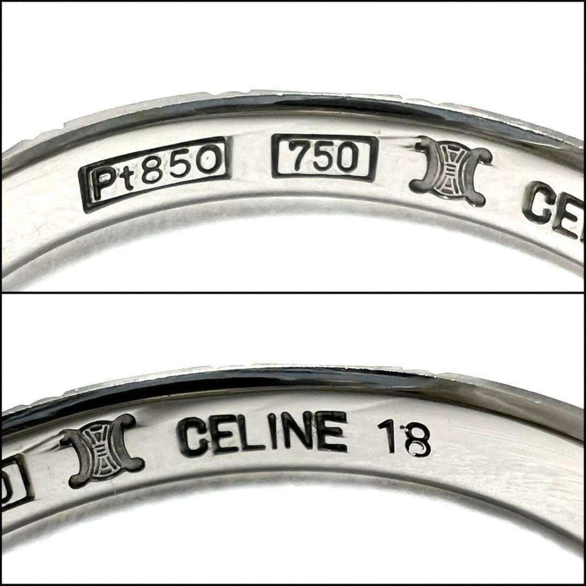 Celine Silver Yellow Gold (18K) Platinum Band Ring (Pre-Owned)