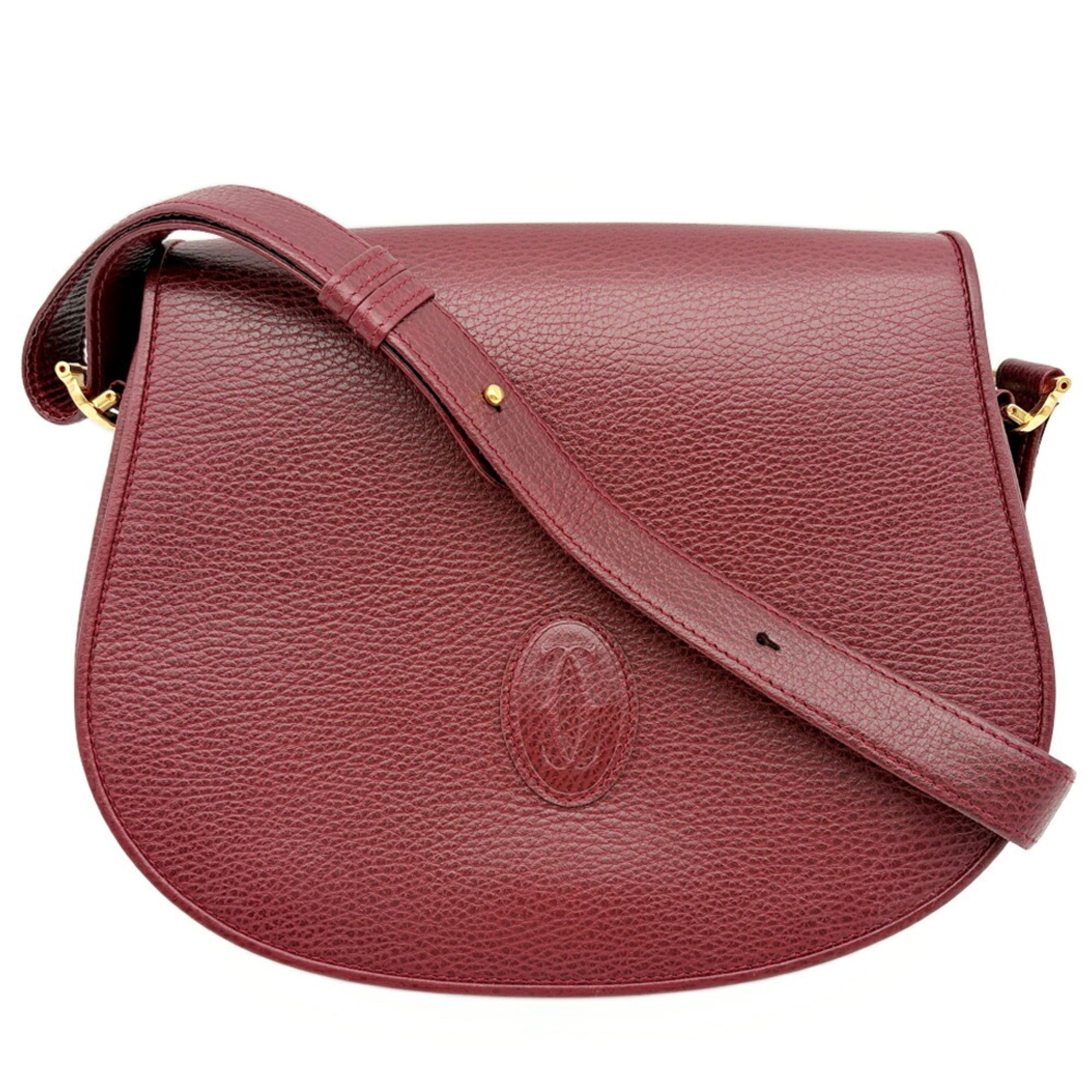 Cartier Bordeaux Leather Shoulder Bag (Pre-Owned)