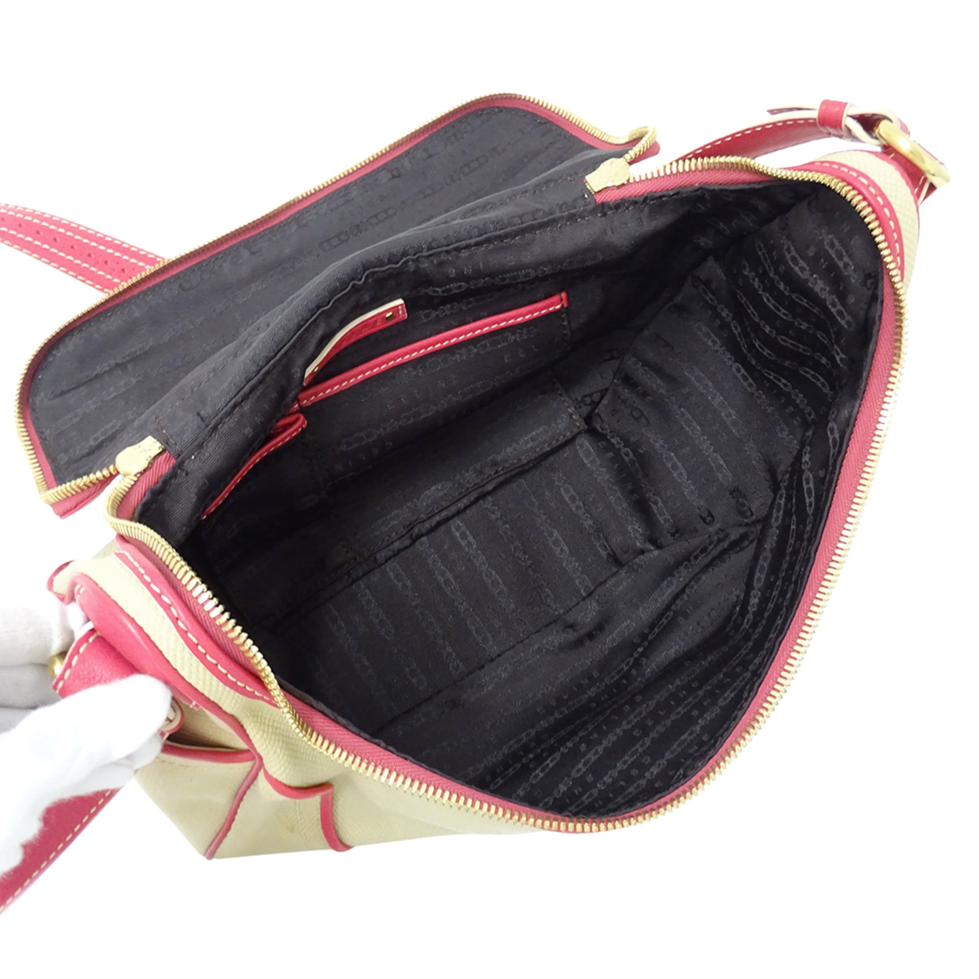 Celine Beige Pink Canvas Handbag Shoulder Bag (Pre-Owned)