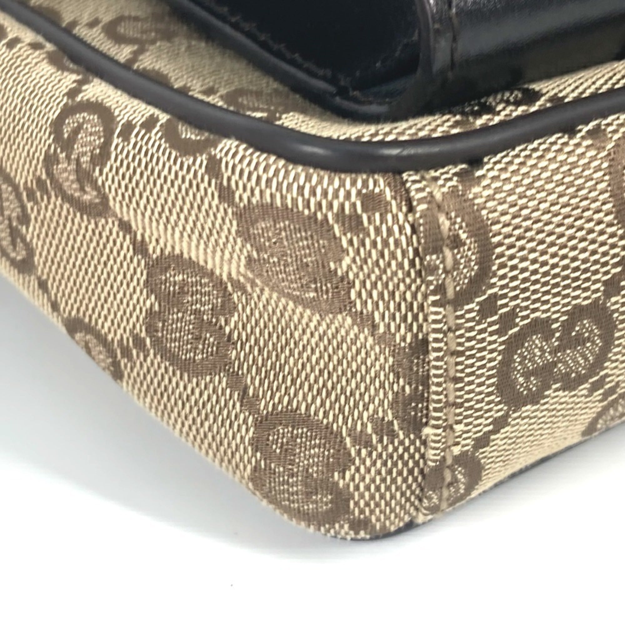 Gucci Beige Brown Canvas Leather Pochette Pouch Shoulder Bag (Pre-Owned)