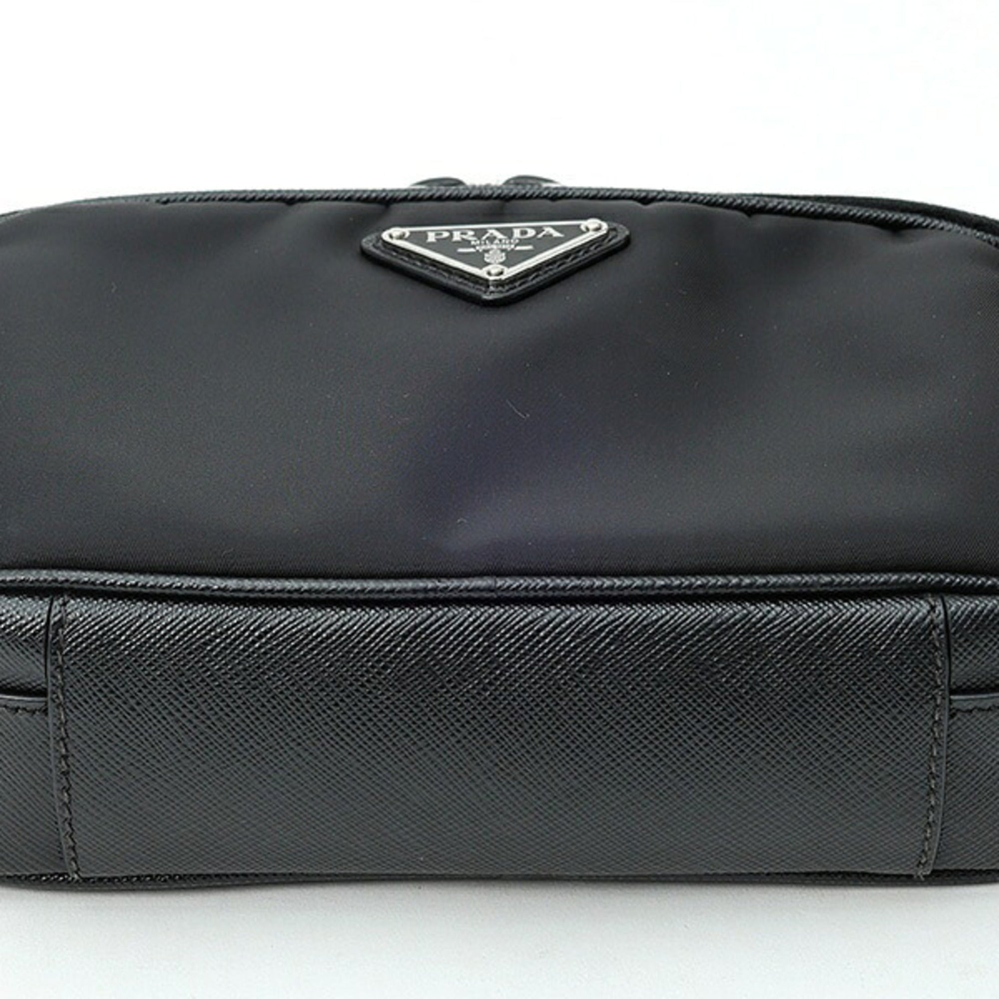 Prada Black Nylon Leather Pouch Shoulder Bag (Pre-Owned)