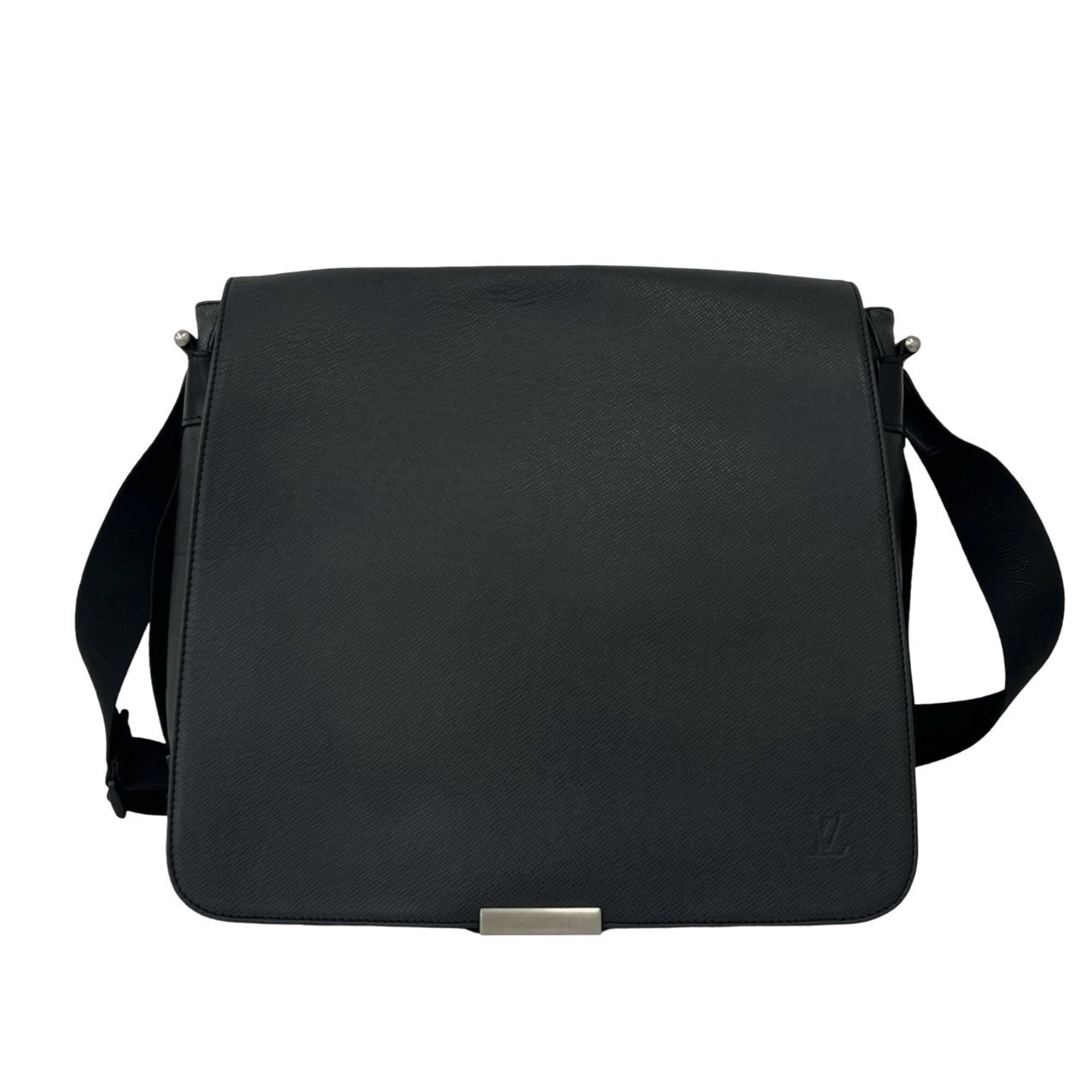 Louis Vuitton Black Green Leather Canvas Shoulder Bag (Pre-Owned)