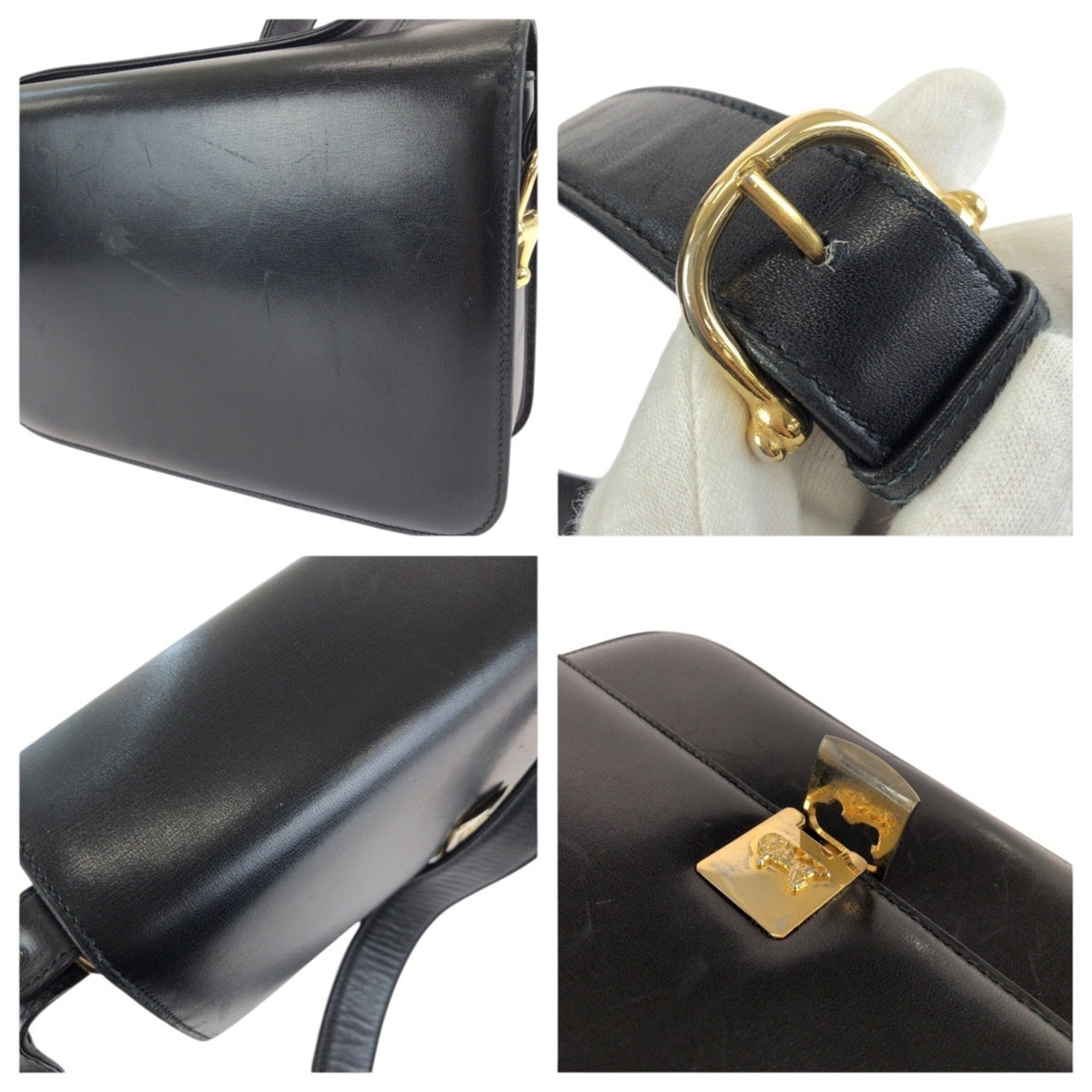 Celine Black Leather Pochette Shoulder Bag (Pre-Owned)