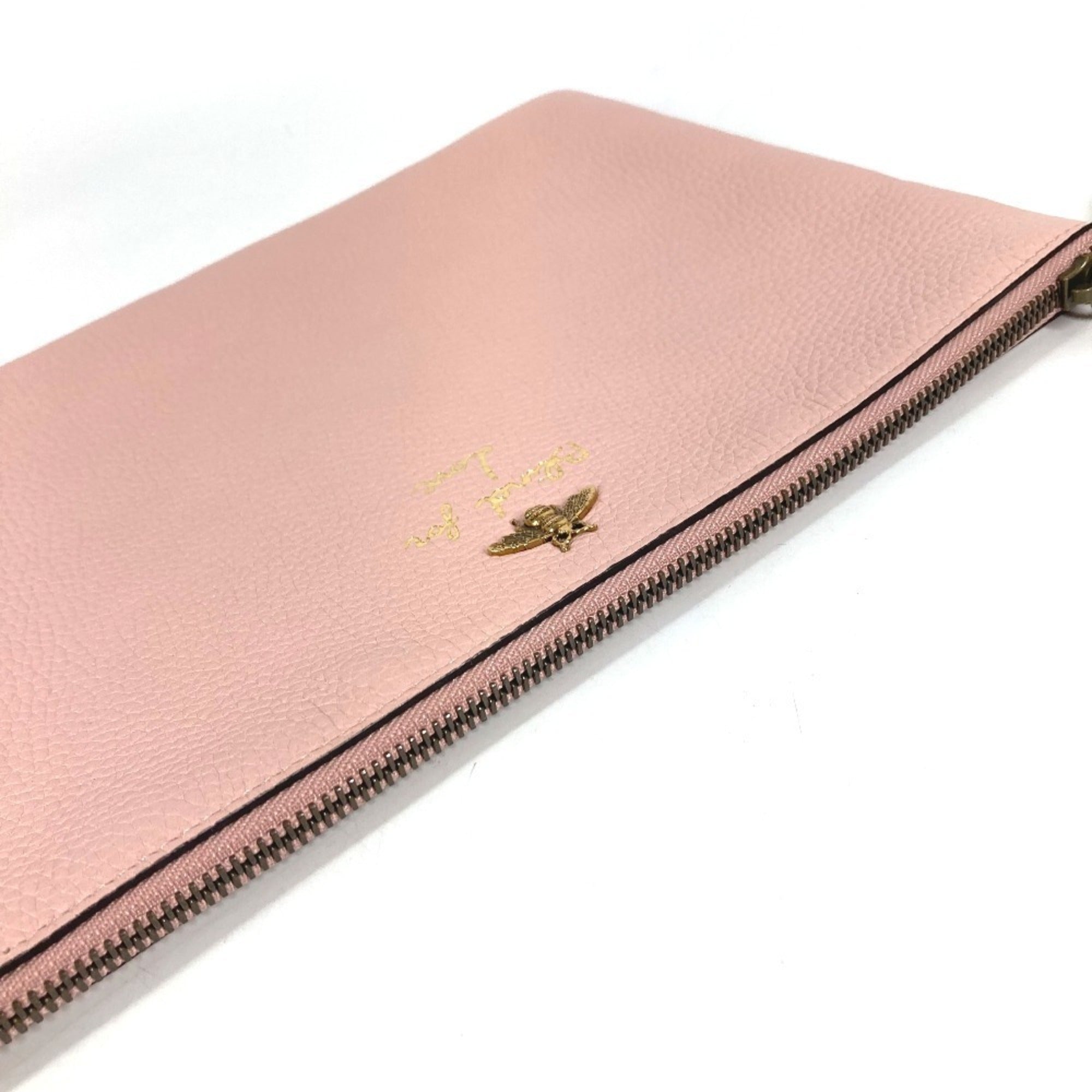 Gucci Pink Leather Clutch Bag Handbag Pouch (Pre-Owned)