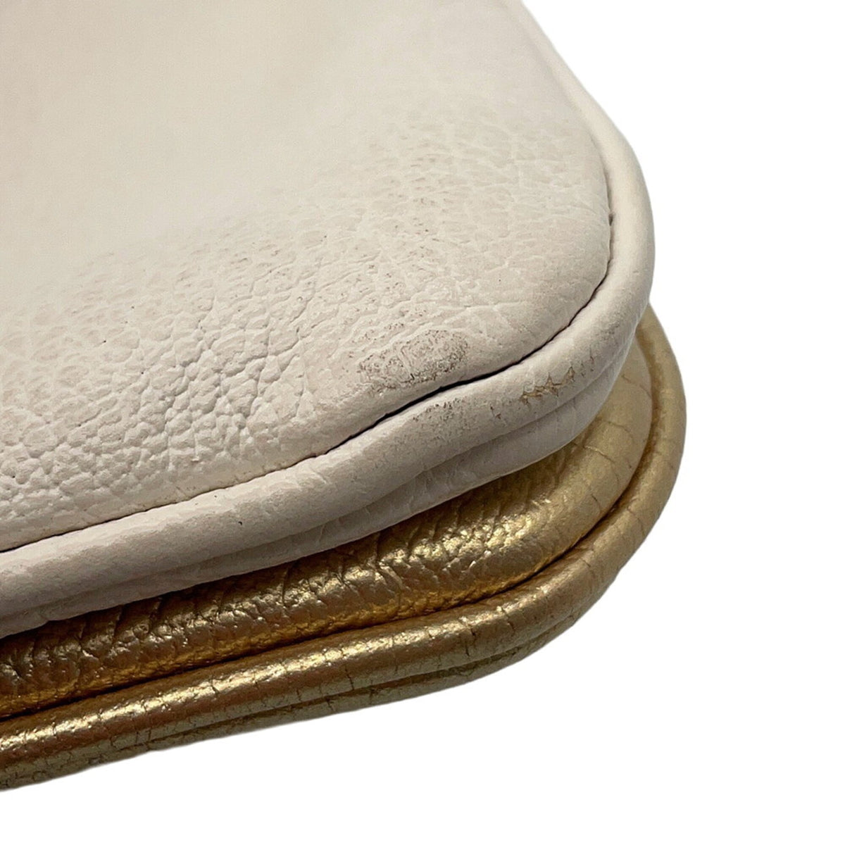 Miu Miu Gold White Leather Shoulder Bag (Pre-Owned)