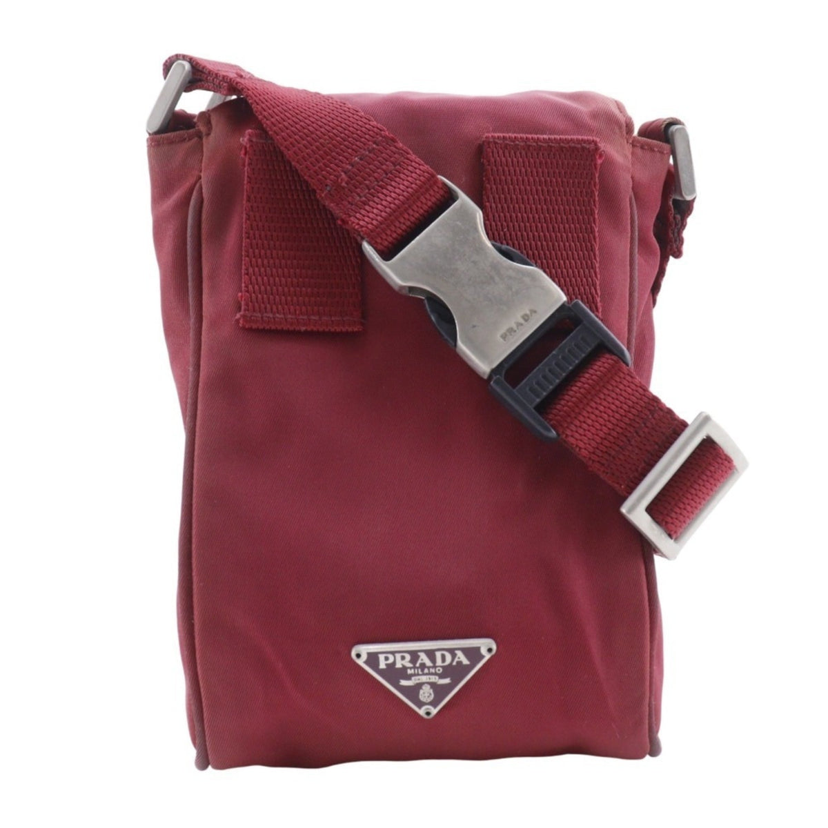 Prada Red Color Nylon Fanny Pack Shoulder Bag (Pre-Owned)