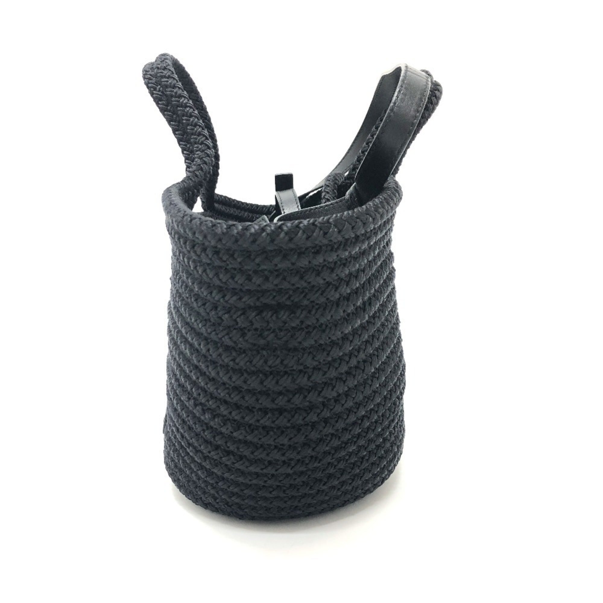 Balenciaga Black Nylon Leather Basket Shoulder Bag (Pre-Owned)