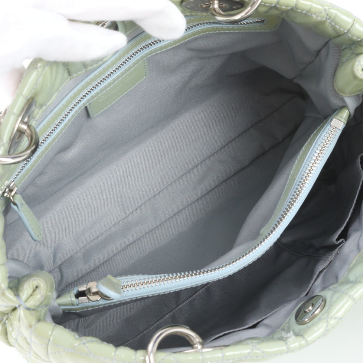 Christian Dior Green Leather Shoulder Bag Tote Bag (Pre-Owned)