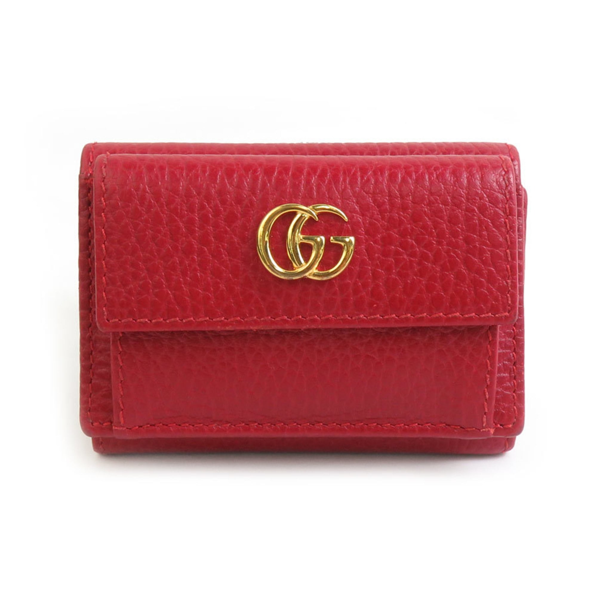 Gucci Red Color Leather Wallet (Tri-Fold) (Pre-Owned)
