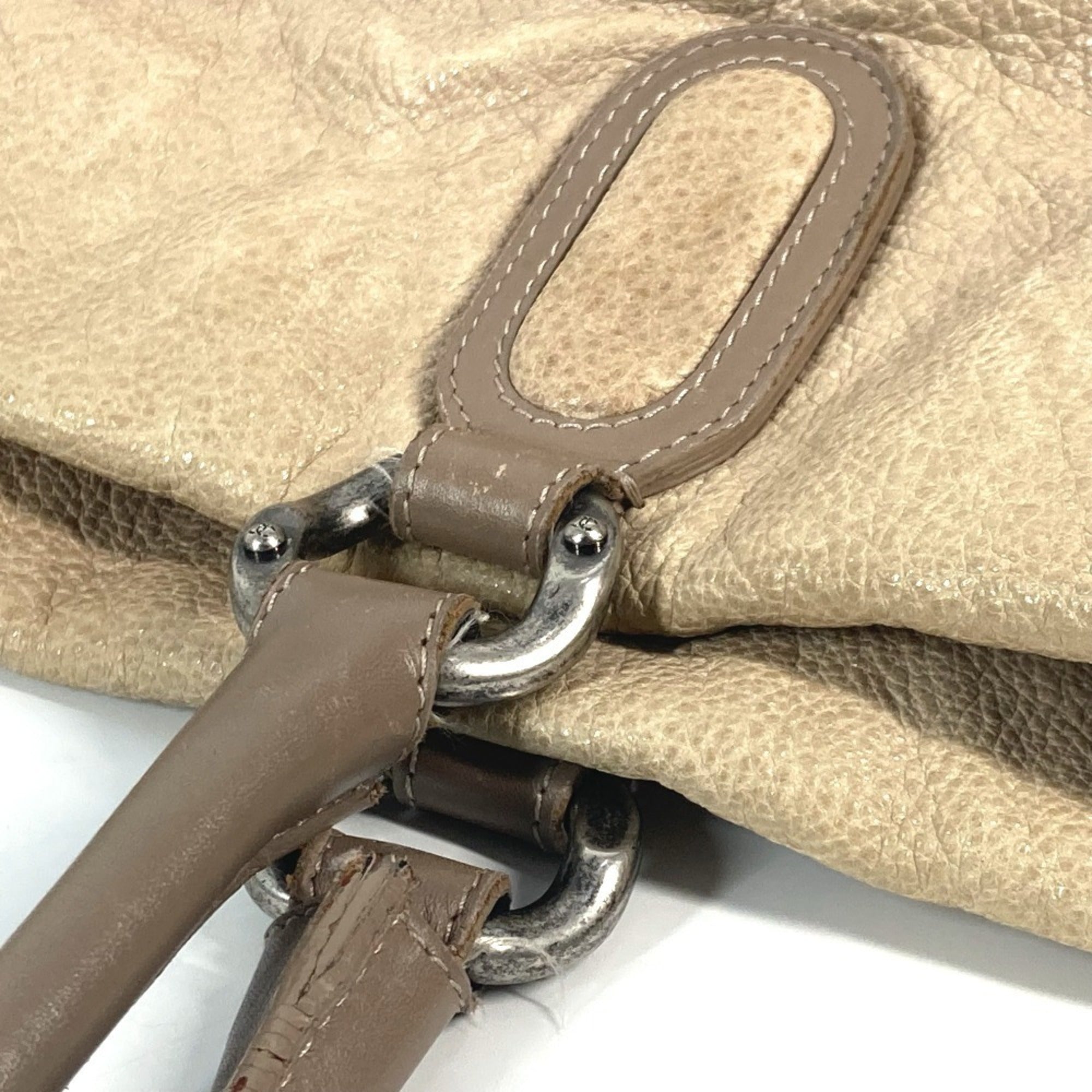Chanel Beige Leather Shoulder Bag Tote Bag (Pre-Owned)