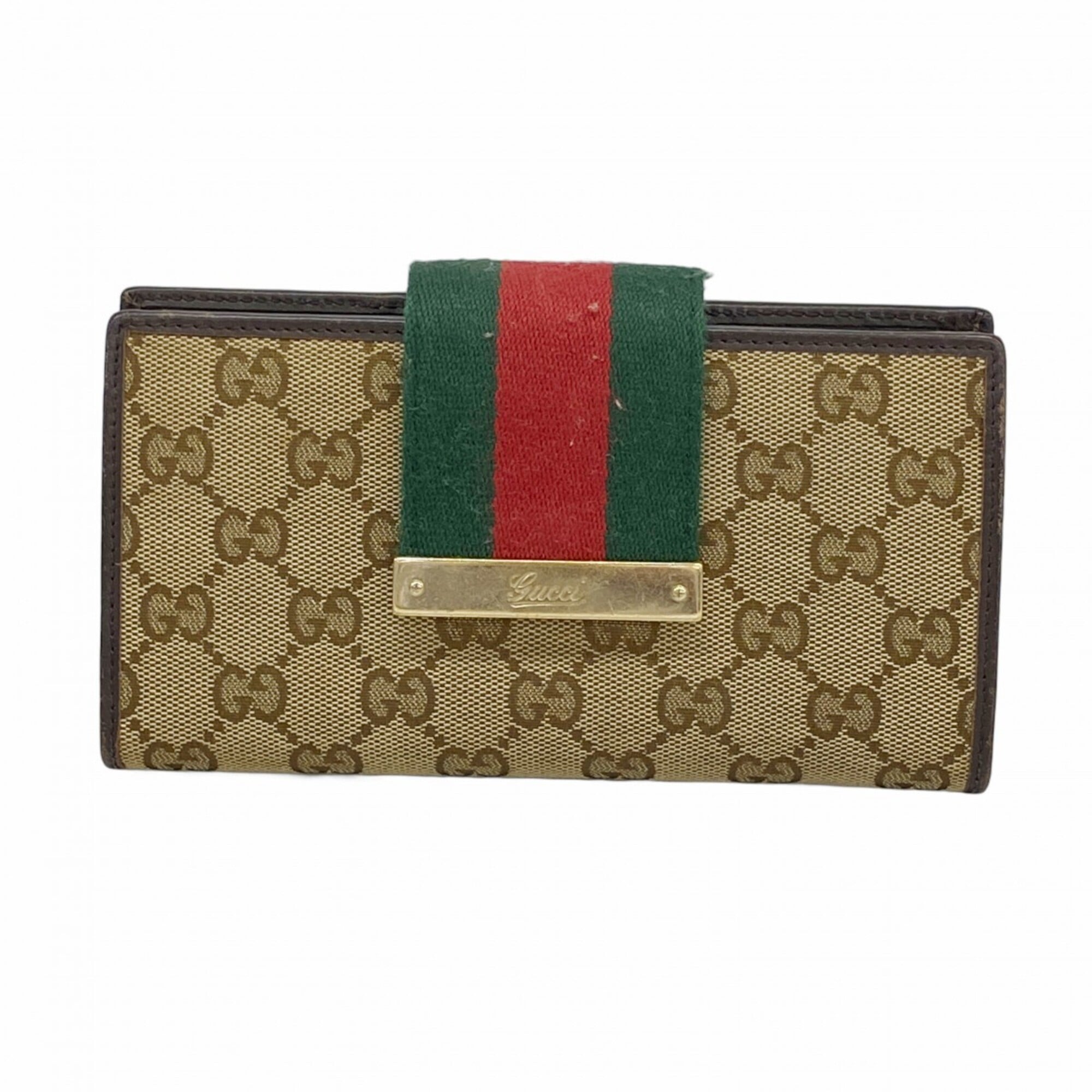 Gucci Brown Canvas Long Wallet (Bi-Fold) (Pre-Owned)