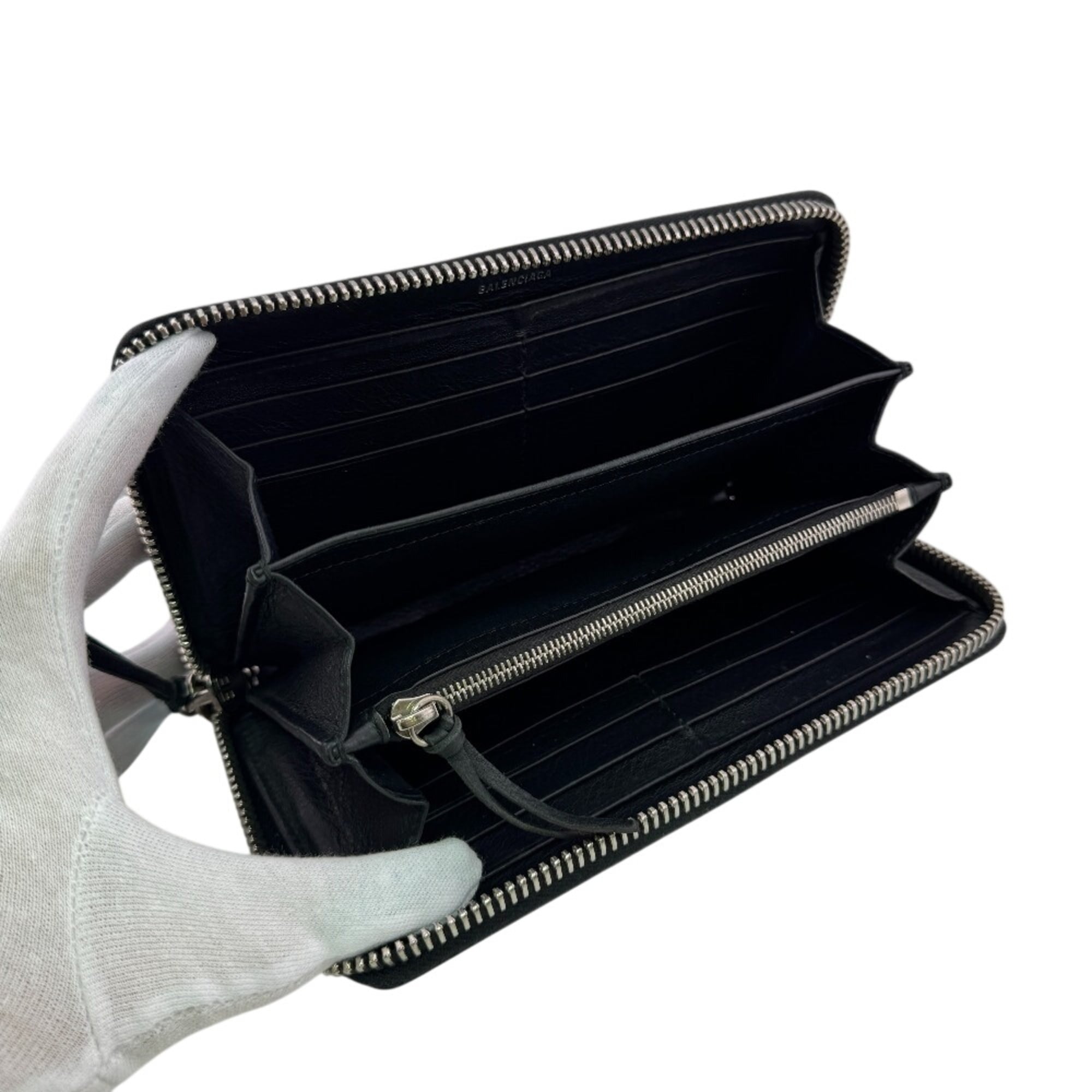 Balenciaga Black Leather Long Wallet (Bi-Fold) (Pre-Owned)