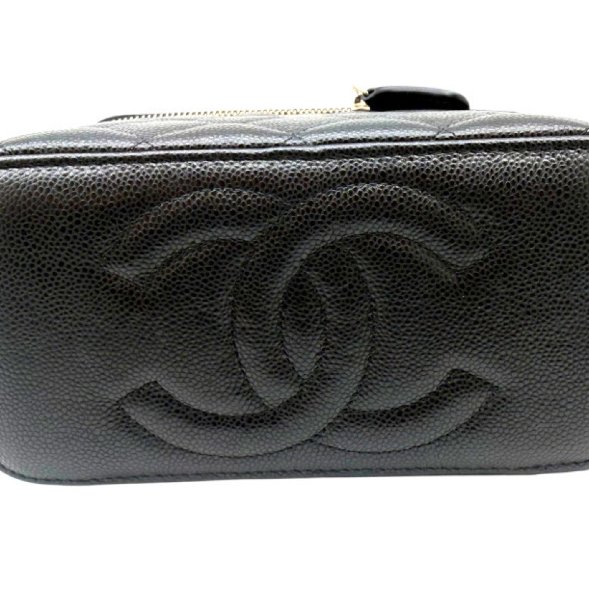 Chanel Black Grained Calfskin Shoulder Bag Vanity Bag (Pre-Owned)