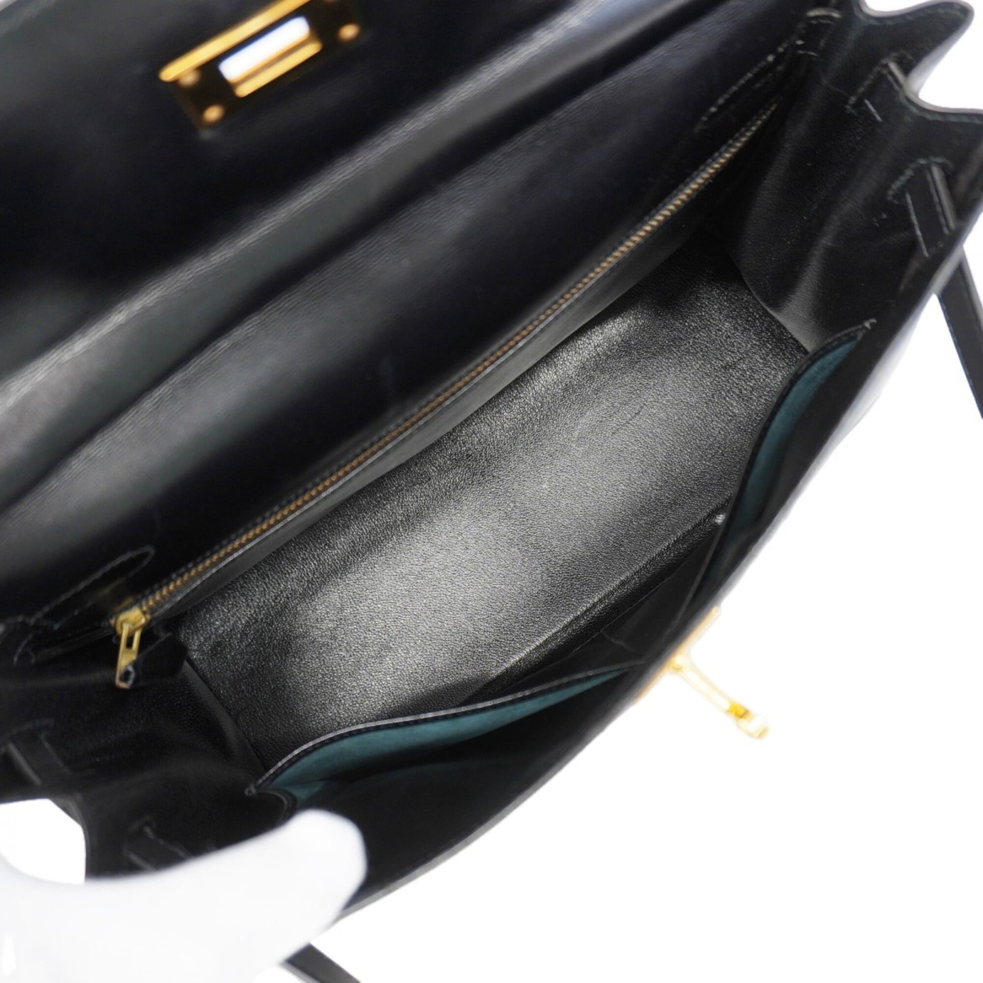 Hermes Black Box Calf Leather Handbag (Pre-Owned)