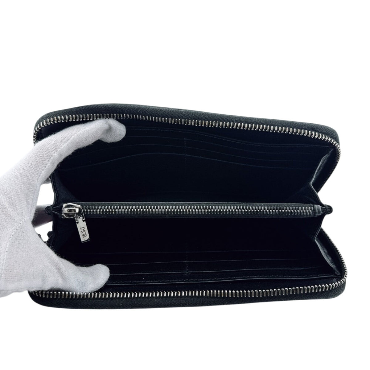 Christian Dior Black Leather Long Wallet (Bi-Fold) (Pre-Owned)