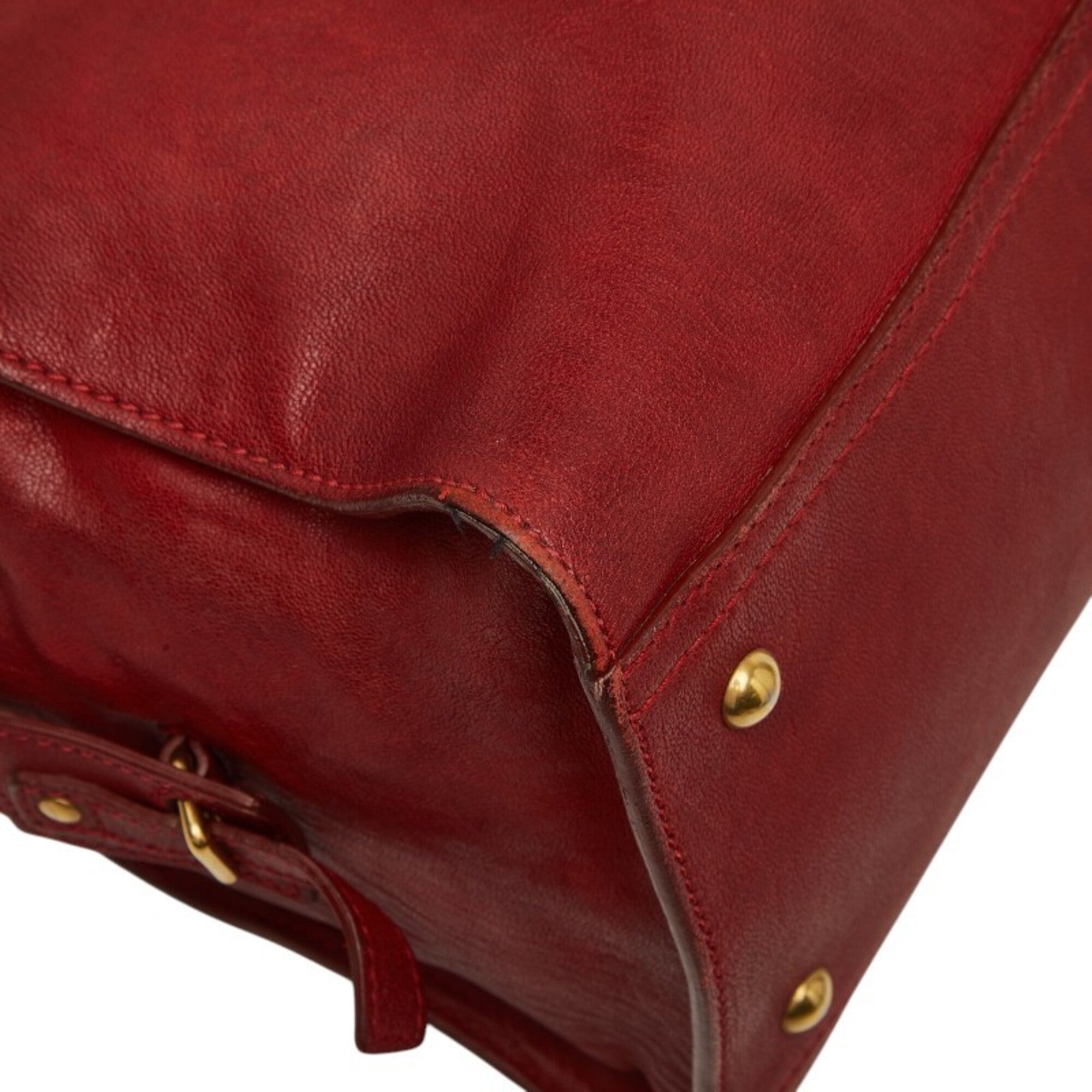 Saint Laurent Red Color Leather Handbag (Pre-Owned)