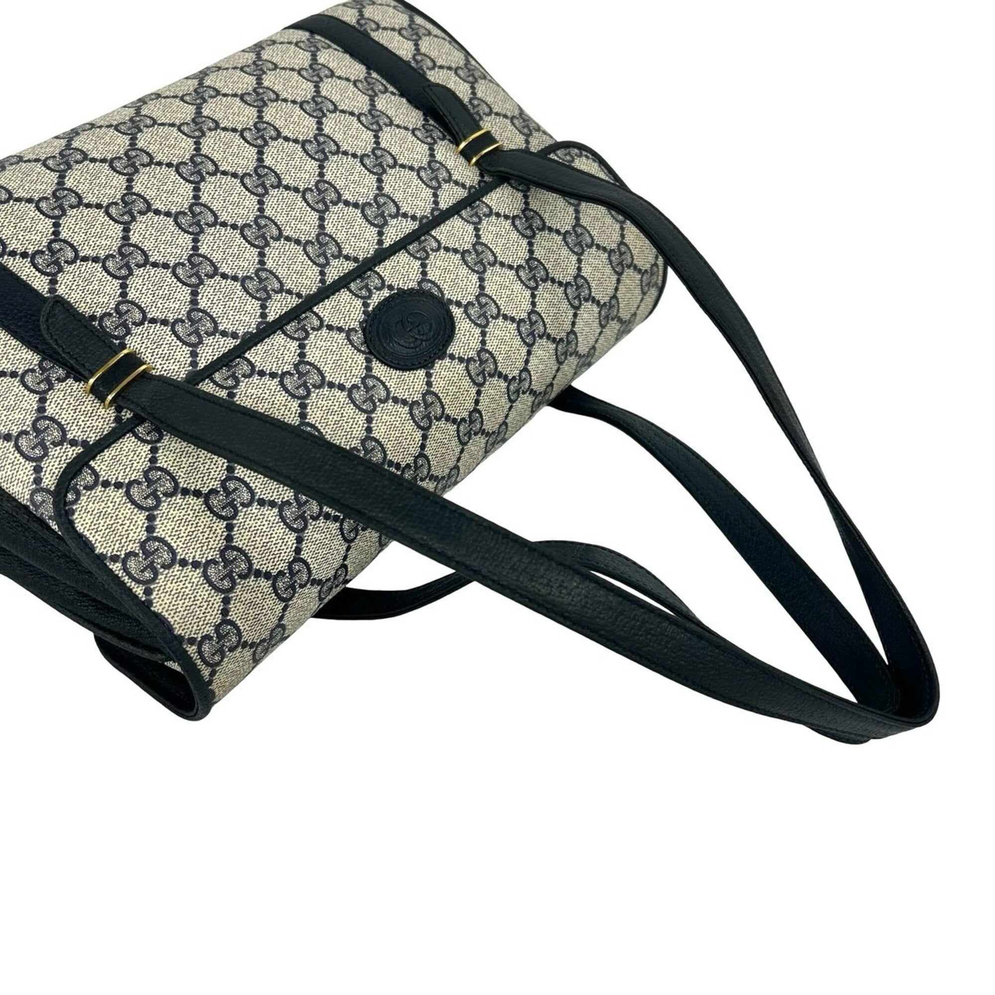Gucci Navy Pvc Leather Handbag Shoulder Bag Tote Bag (Pre-Owned)