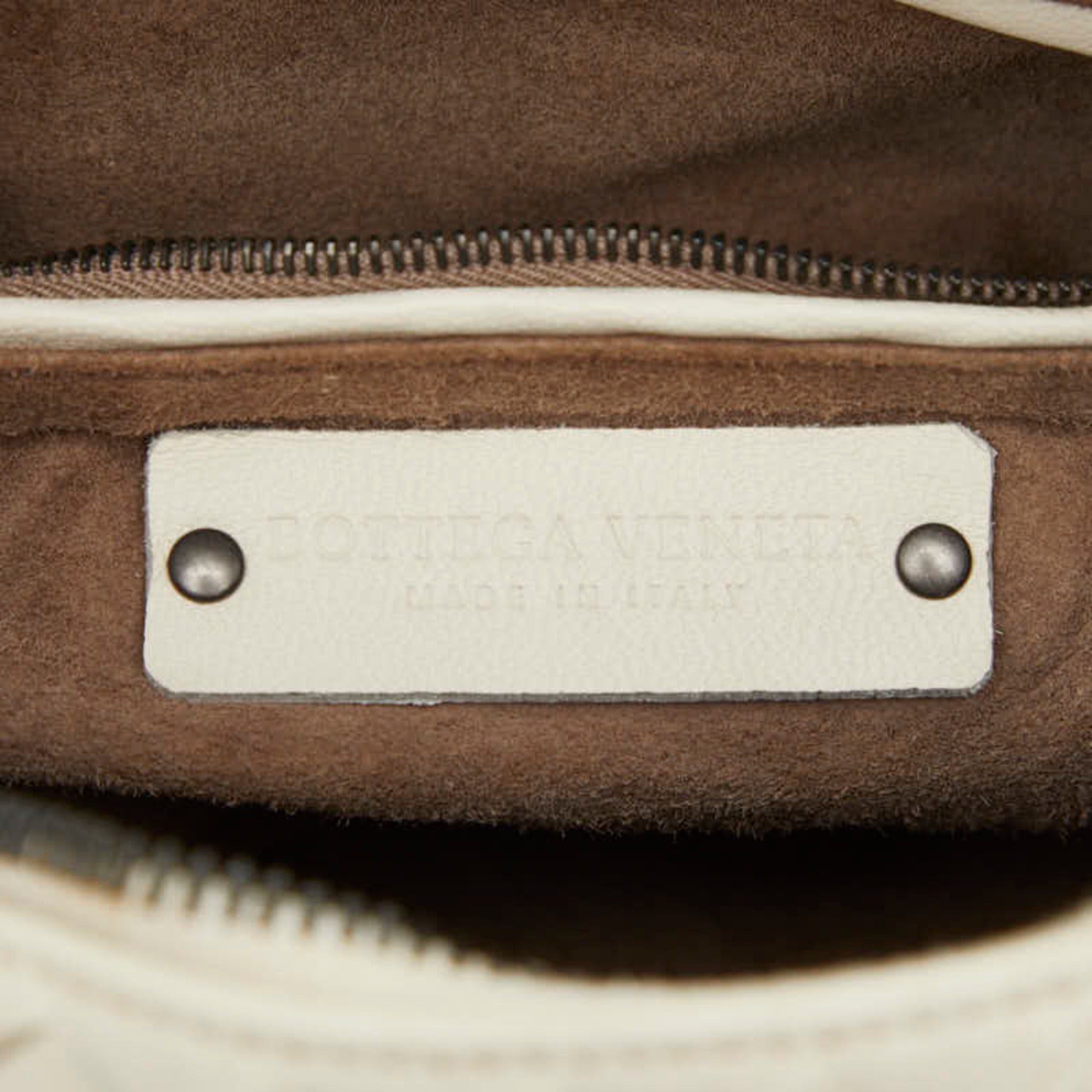 Bottega Veneta Gray White Leather Handbag Shoulder Bag (Pre-Owned)