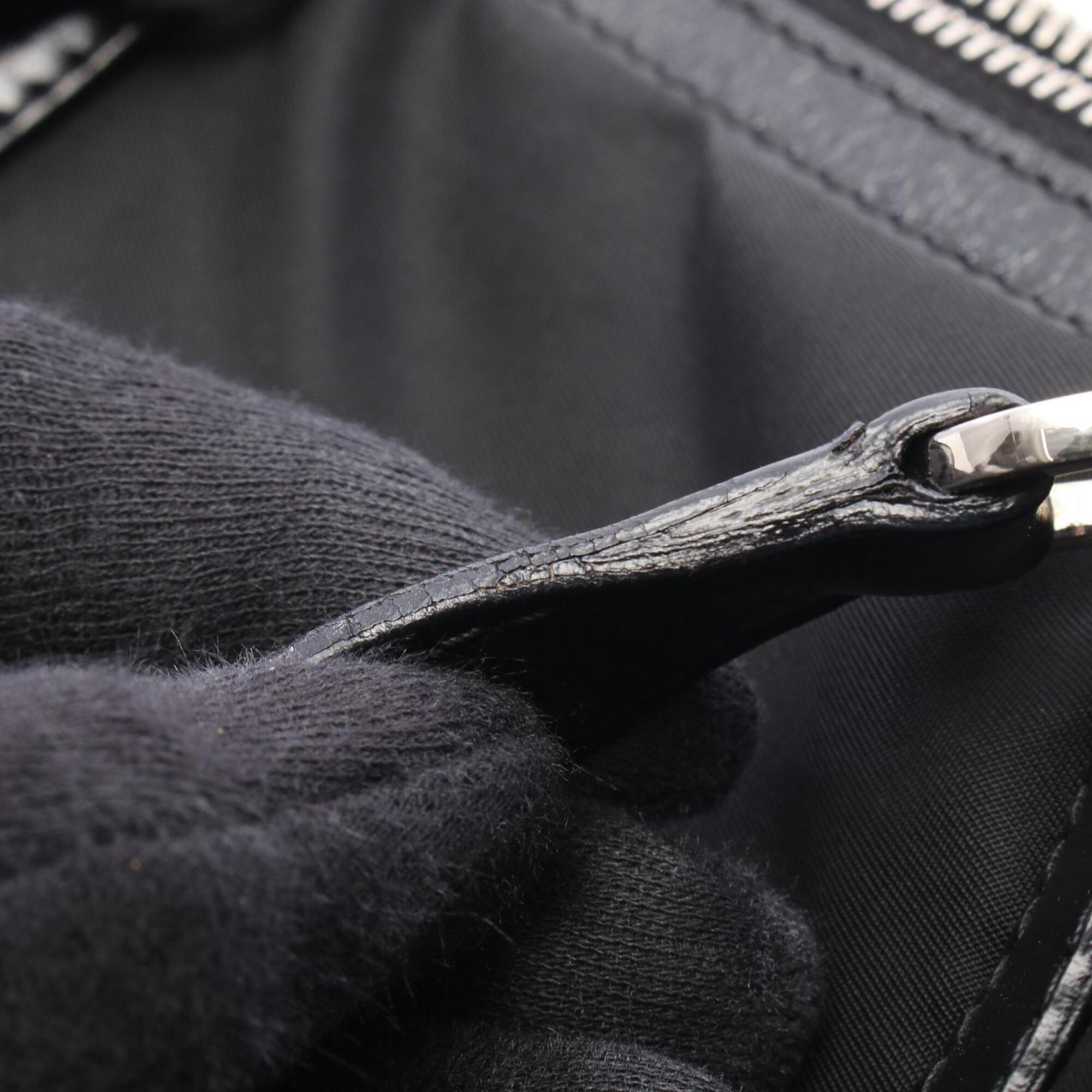 Prada Black Nylon Leather Handbag Tote Bag (Pre-Owned)