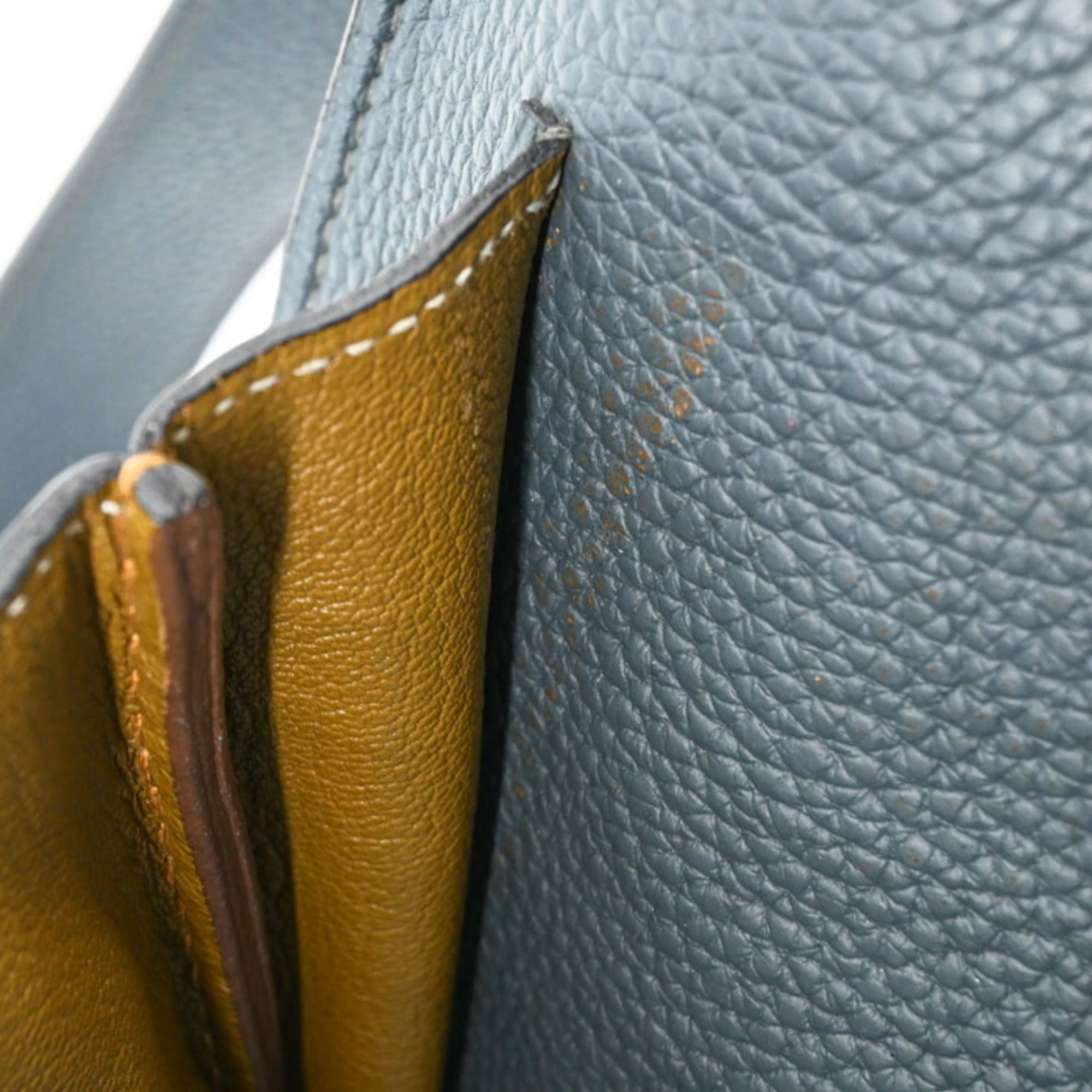 Hermes Blue Brown Taurillon Clemence Leather Leather Shoulder Bag (Pre-Owned)