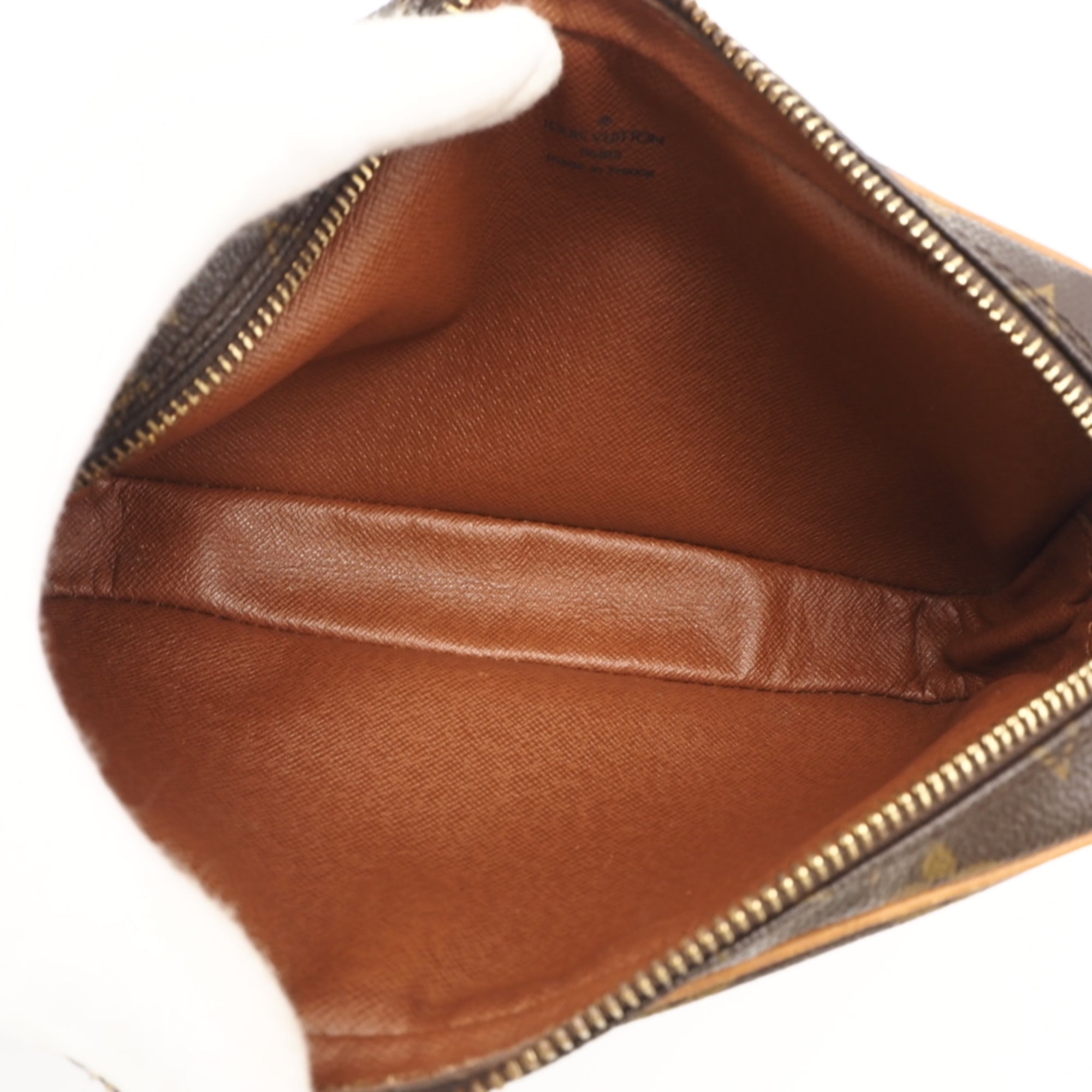 Louis Vuitton Beige Brown Coated Canvas Leather Clutch Bag (Pre-Owned)