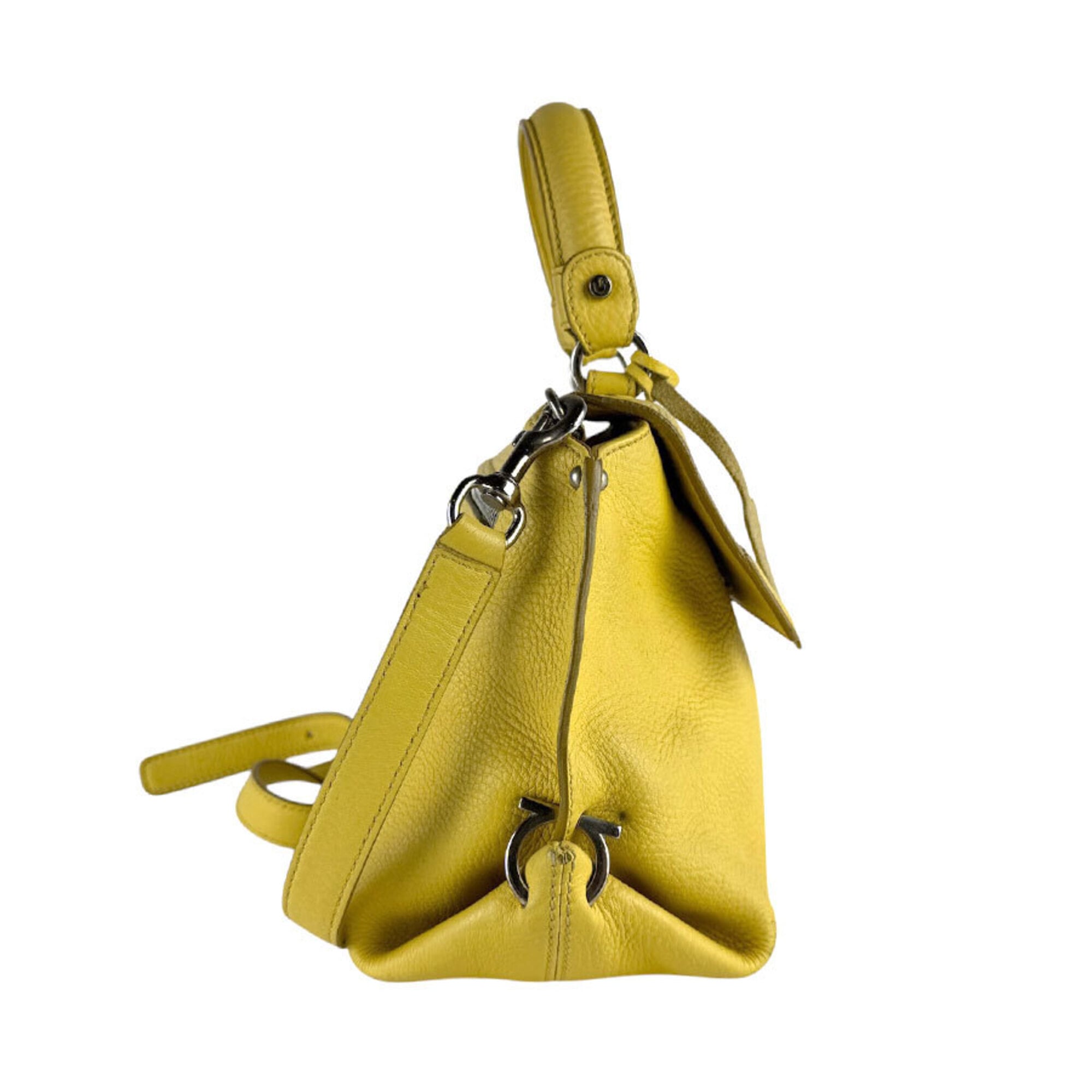 Salvatore Ferragamo Yellow Leather Handbag Shoulder Bag (Pre-Owned)