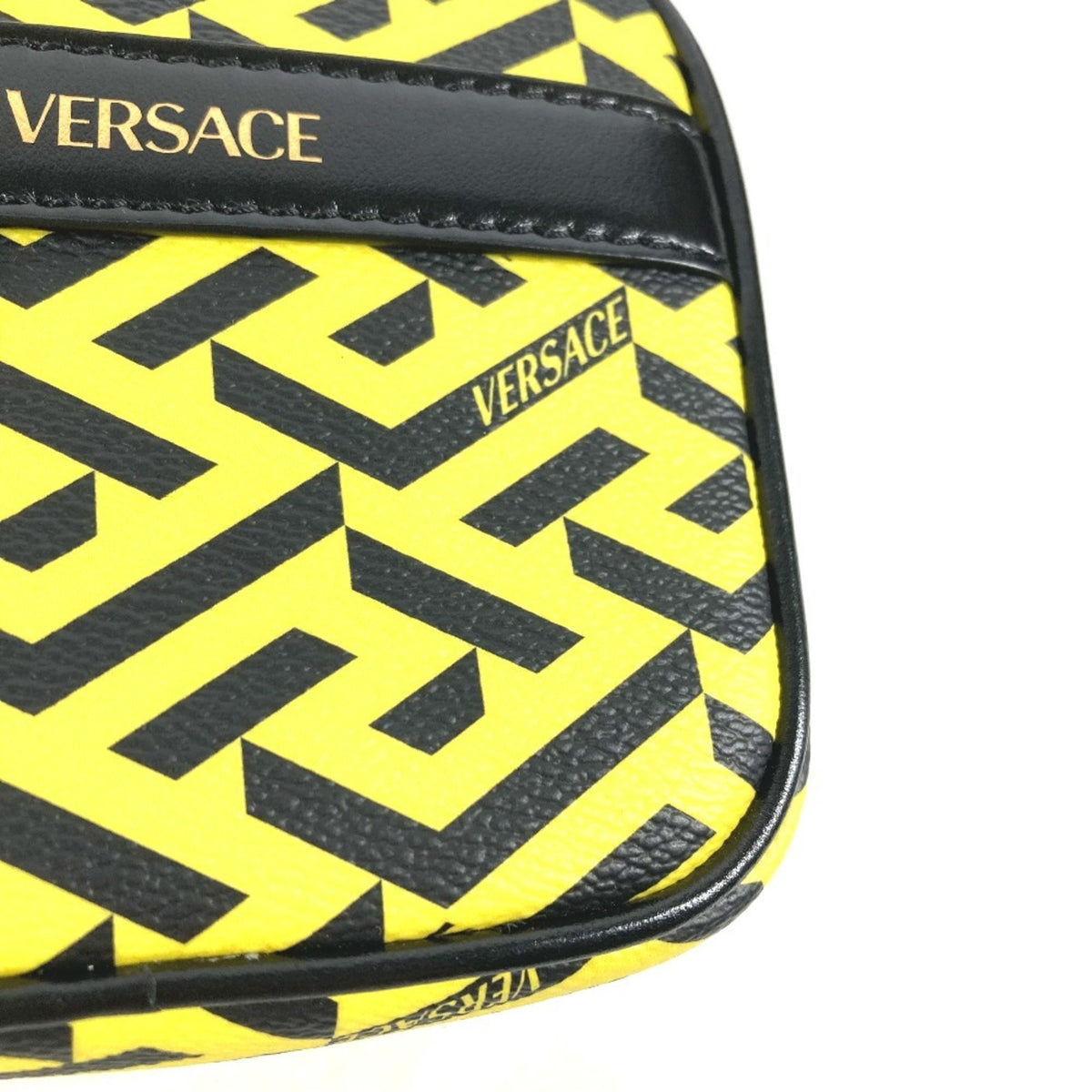 Versace Black Yellow Leather Pouch (Pre-Owned)