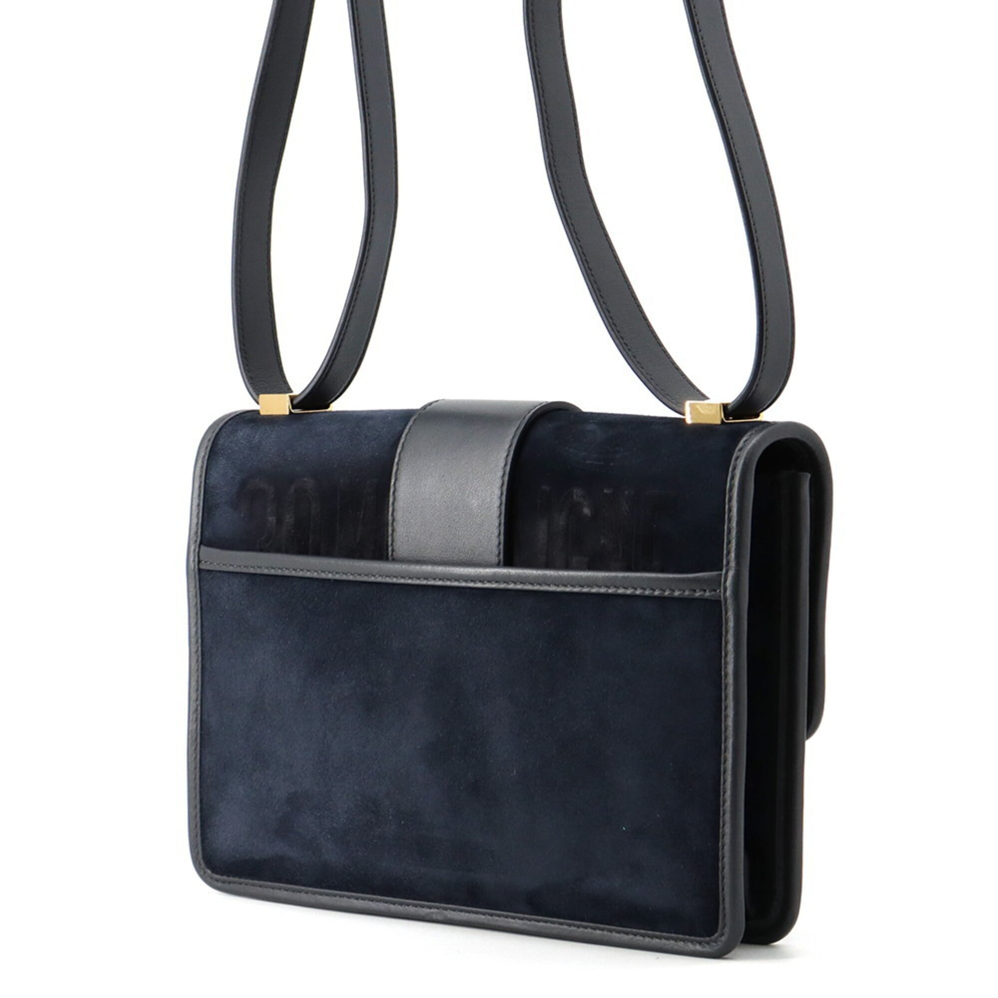 Christian Dior Navy Velvet Leather Handbag Shoulder Bag (Pre-Owned)
