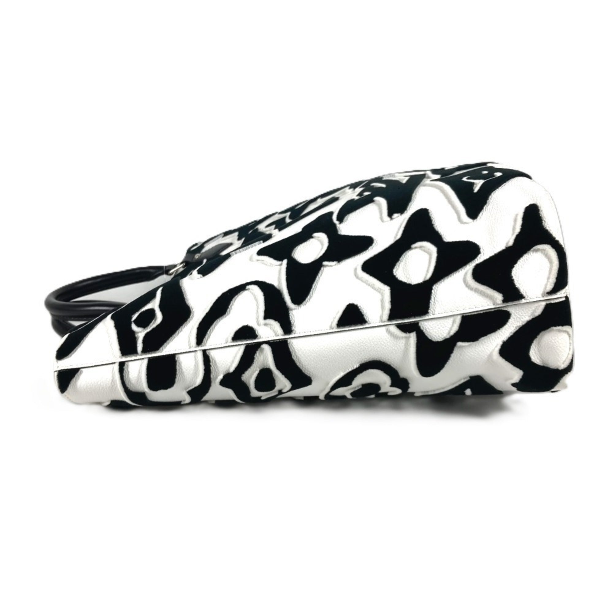 Louis Vuitton Black White Coated Canvas Shoulder Bag Tote Bag (Pre-Owned)