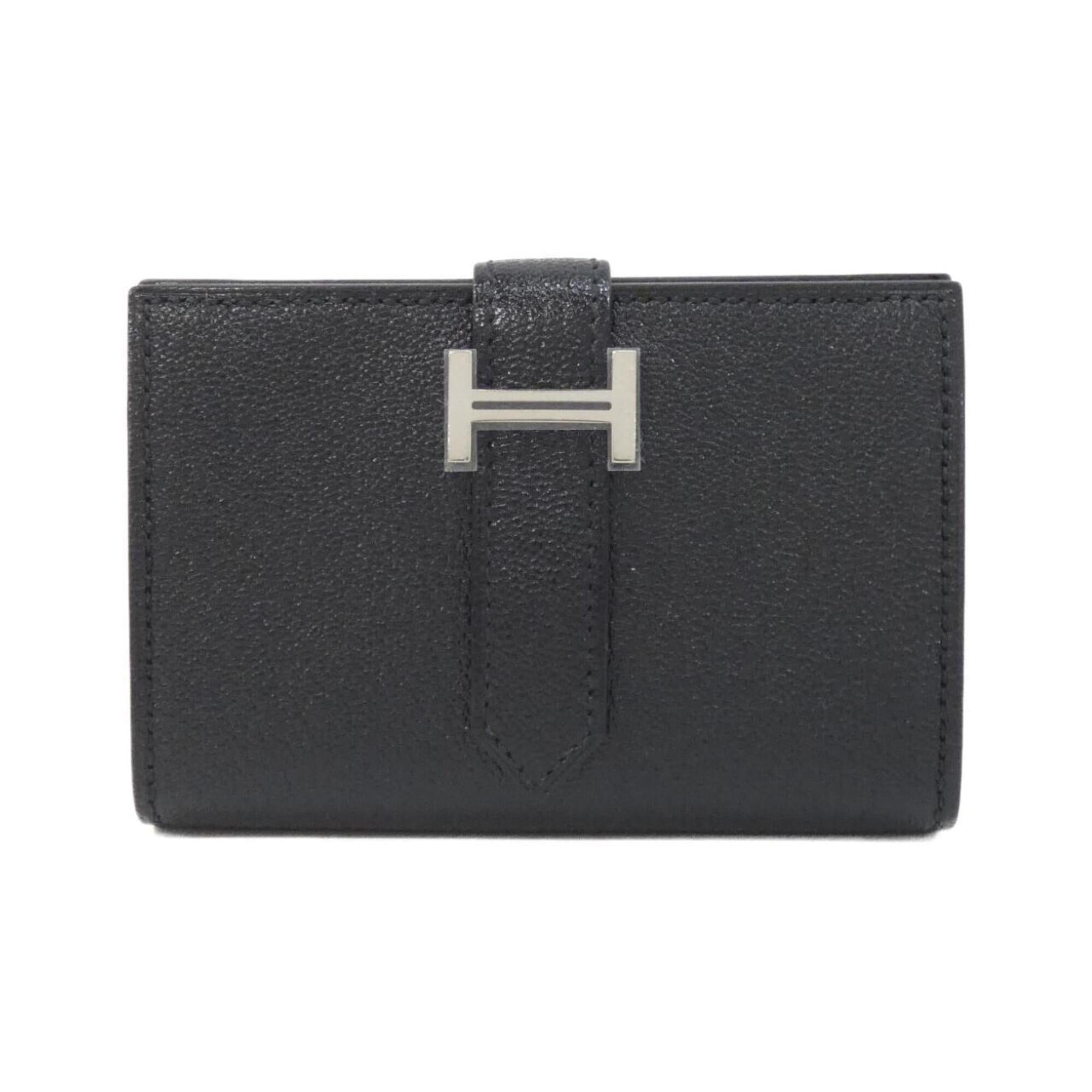 Hermes Black Chevre Leather Wallet (Bi-Fold) (Pre-Owned)