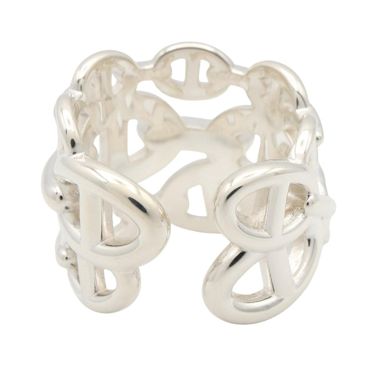 Hermes Silver Silver 925 Band Ring (Pre-Owned)