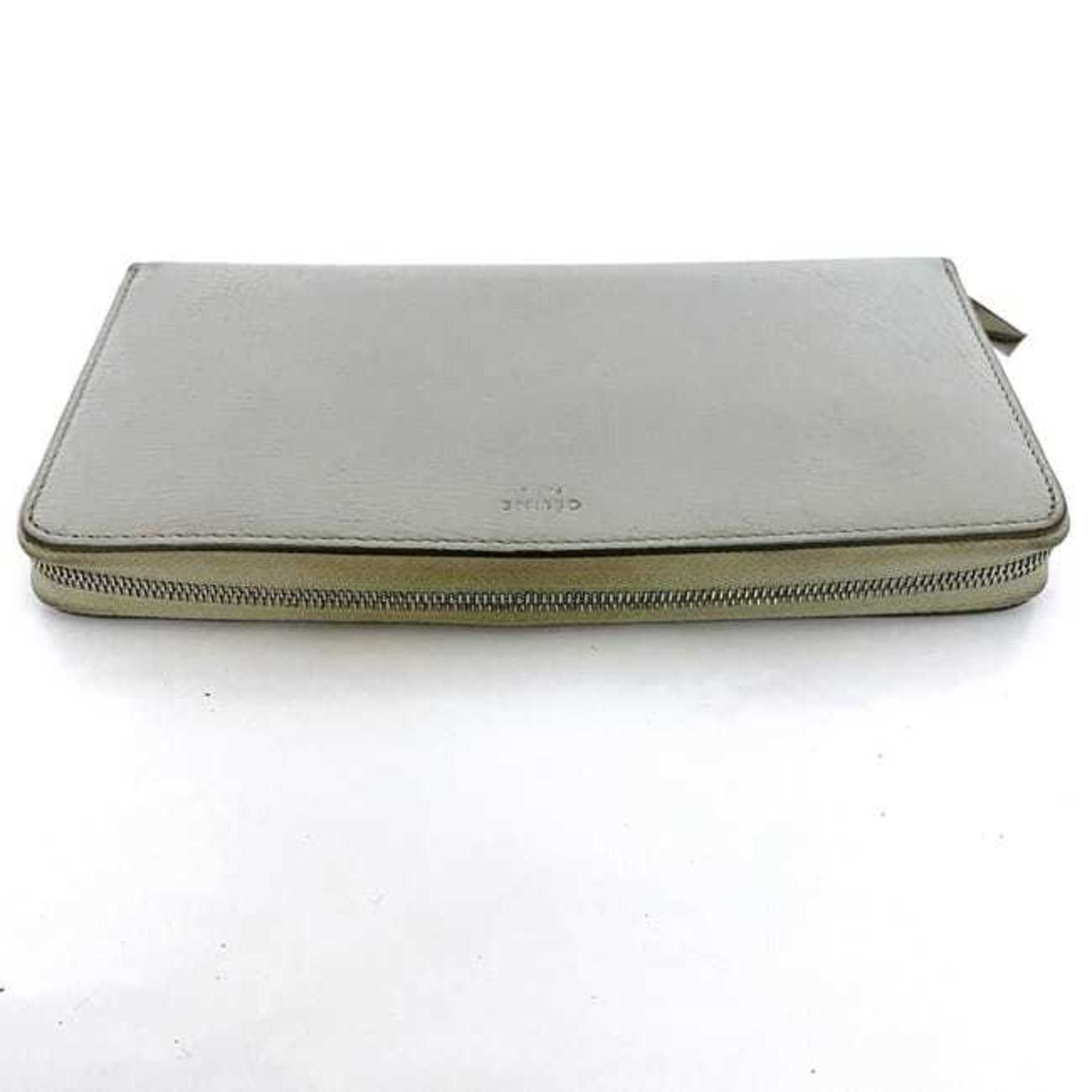 Celine Gray Leather Long Wallet (Bi-Fold) (Pre-Owned)