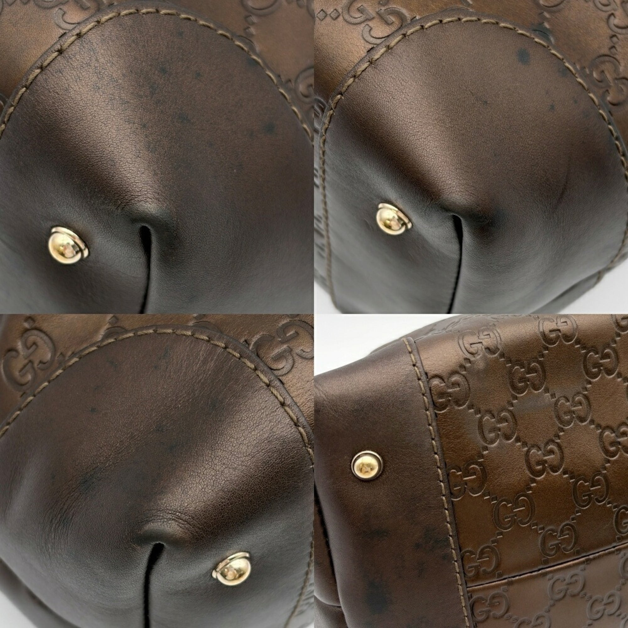 Gucci Bronze Leather Shoulder Bag (Pre-Owned)