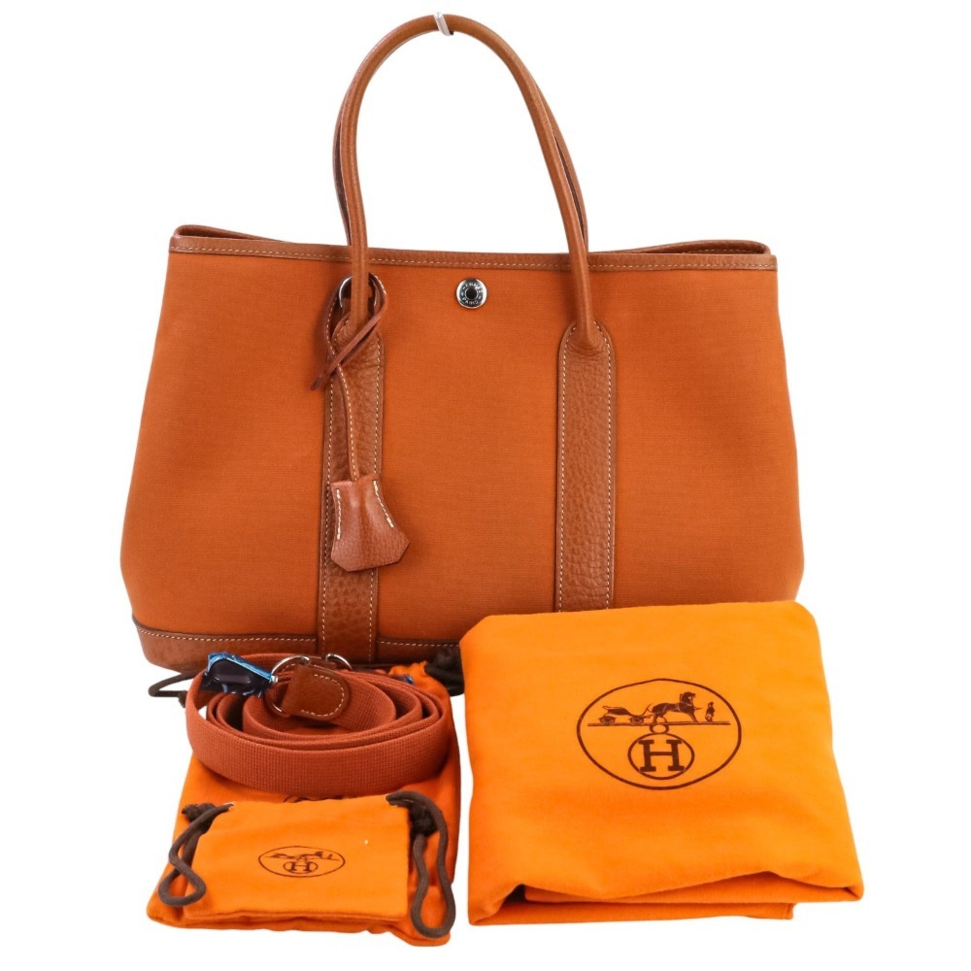 Hermes Orange Potiron Toile Officier Negonda Leather Tote Bag (Pre-Owned)