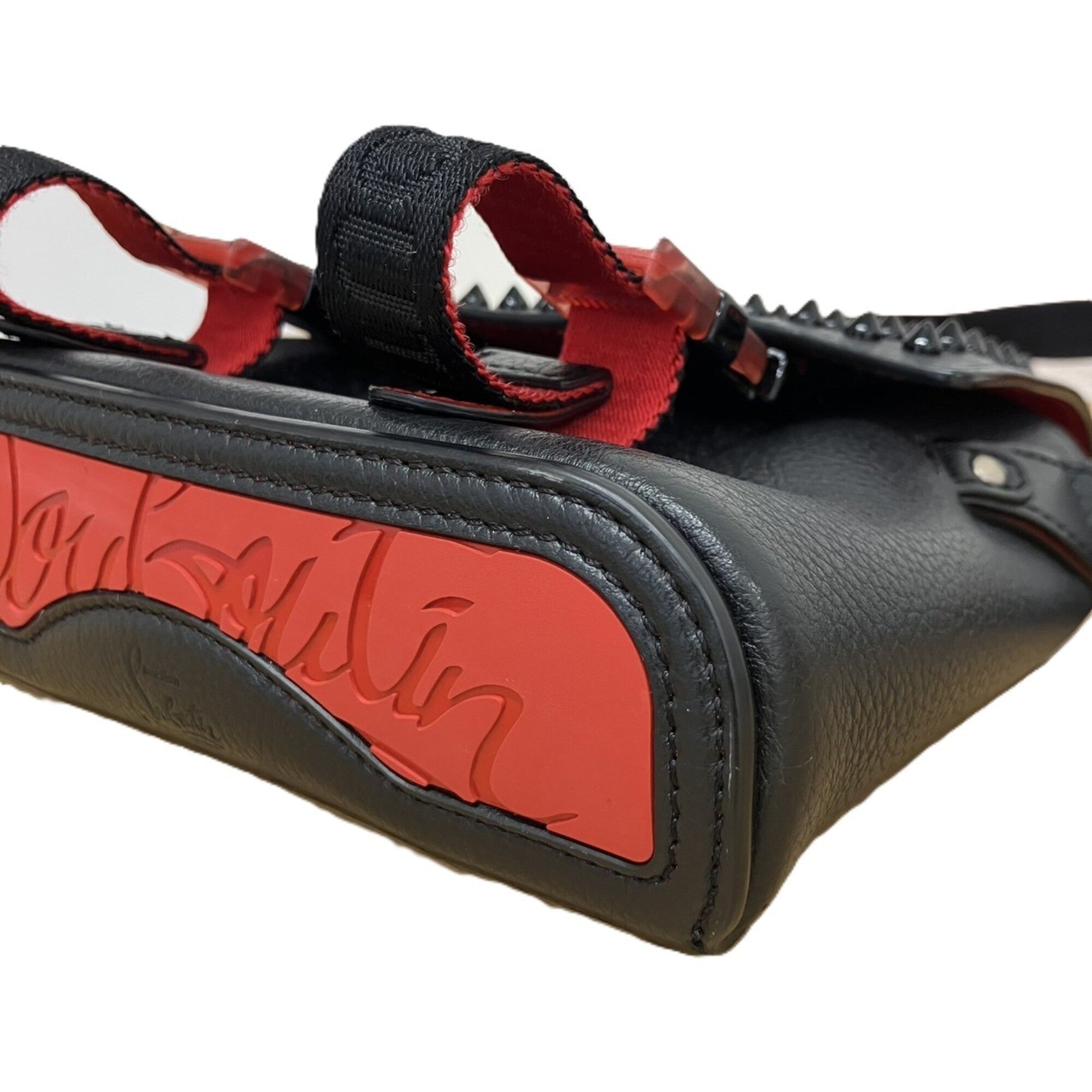 Christian Louboutin Black Red Color Leather Shoulder Bag (Pre-Owned)