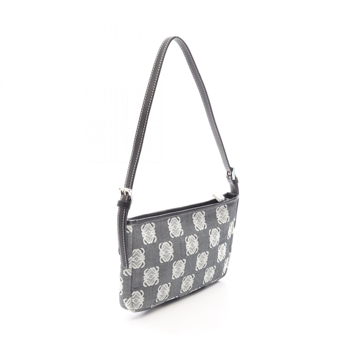 Loewe Black Gray White Canvas Leather Handbag Shoulder Bag (Pre-Owned)