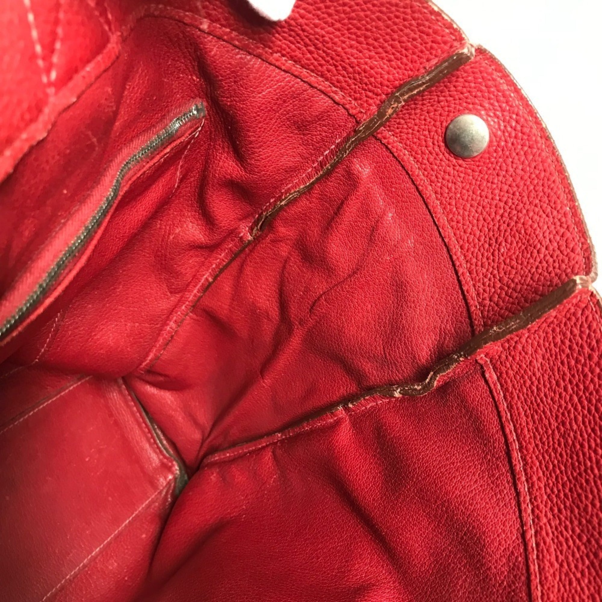 Hermes Fourre Tout Red Color Leather Handbag Tote Bag (Pre-Owned)