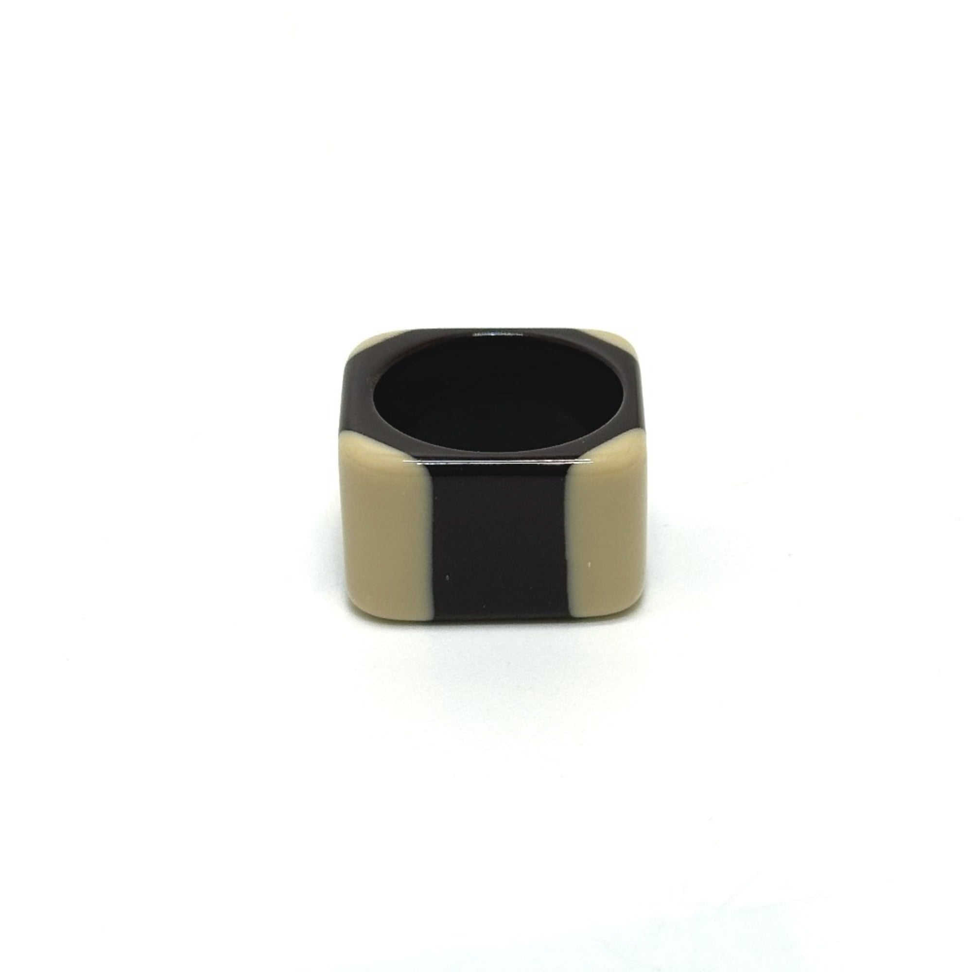 Chanel Black White Plastic Band Ring (Pre-Owned)
