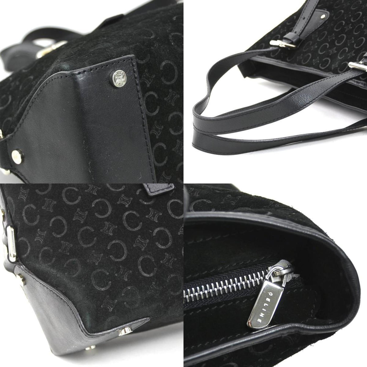 Celine Black Suede Leather Handbag Tote Bag (Pre-Owned)