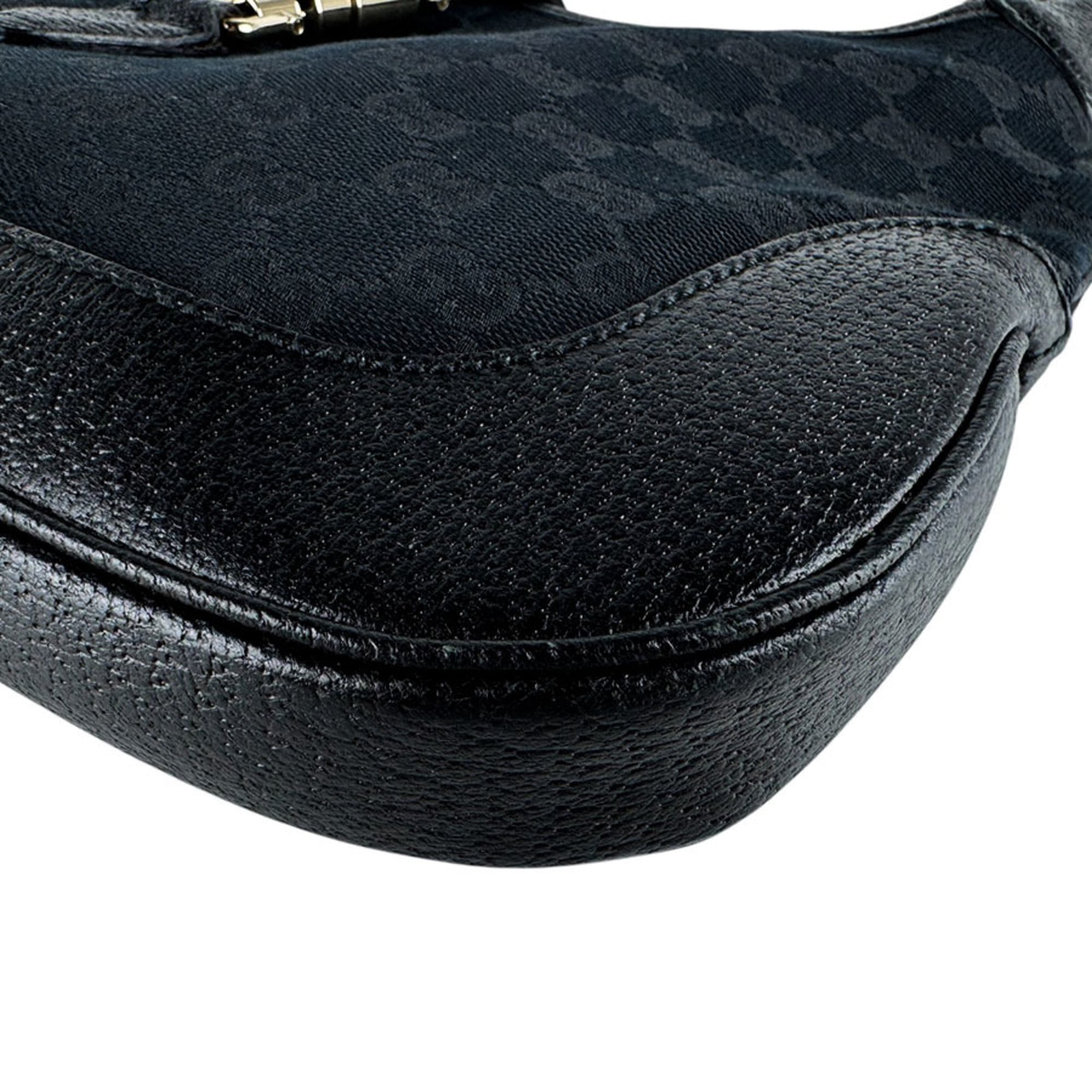 Gucci Black Gg Canvas Leather Handbag (Pre-Owned)